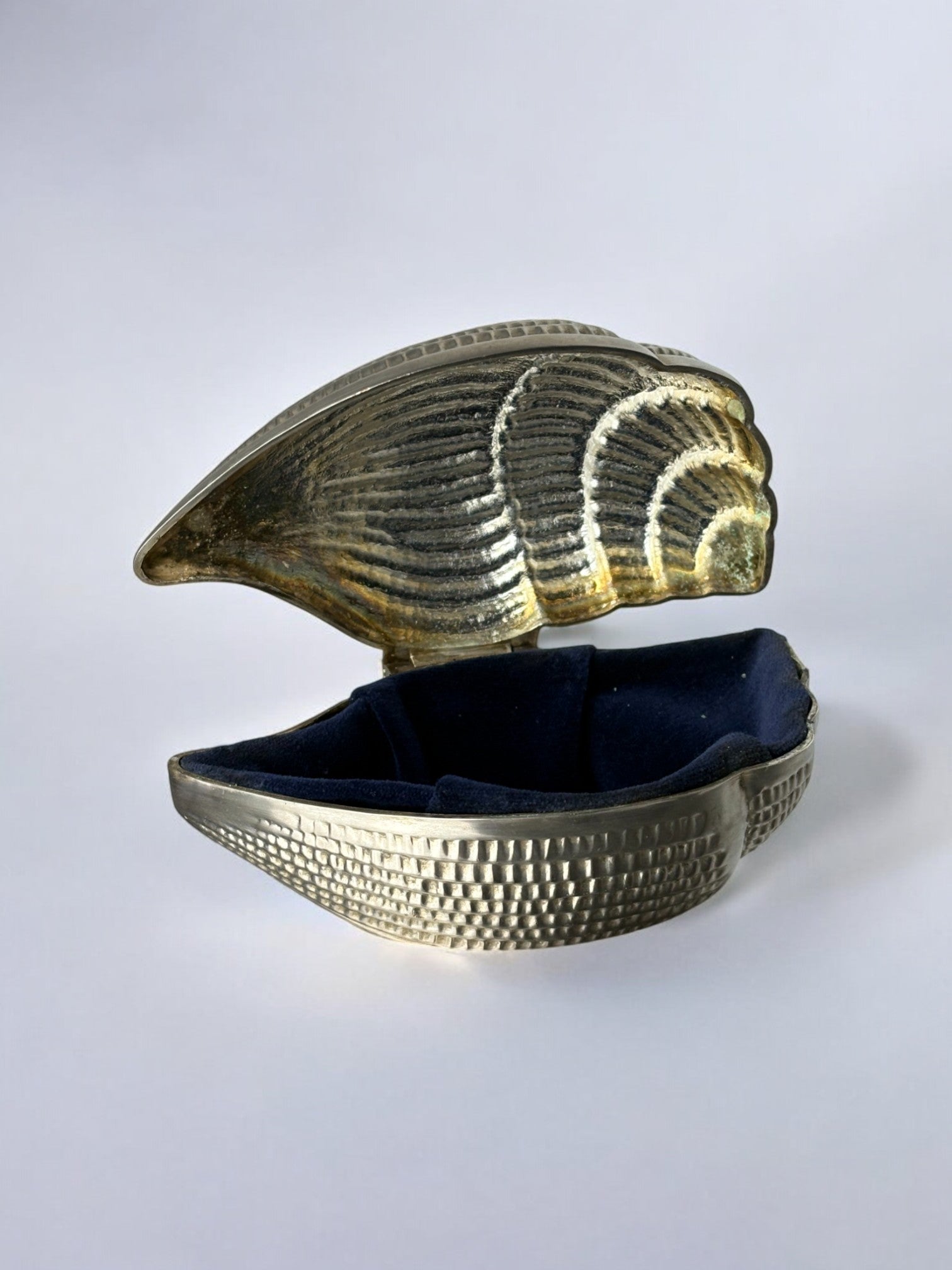 Shell jewelry box, silver plated, Italy, circa 1970's