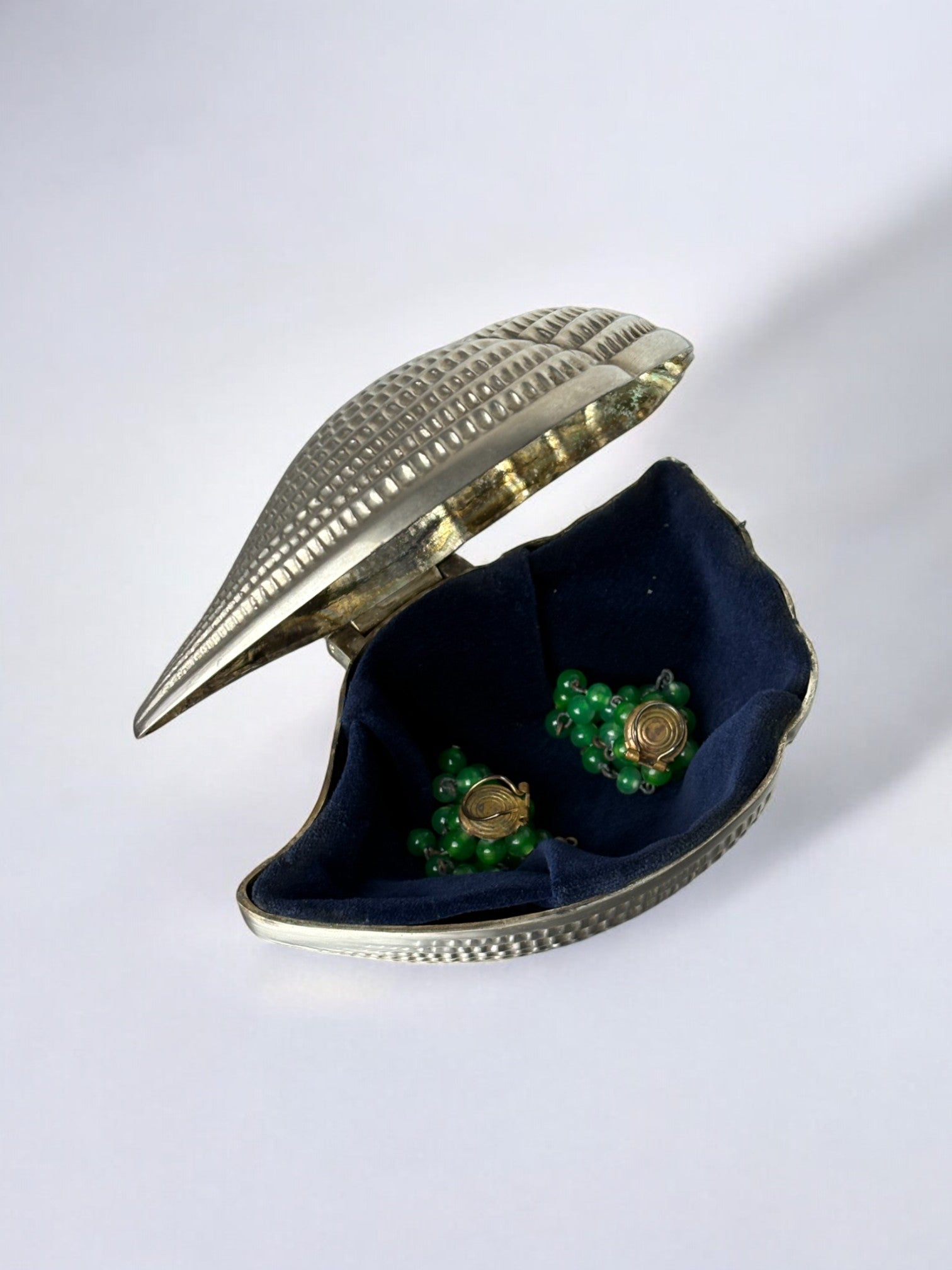 Shell jewelry box, silver plated, Italy, circa 1970's
