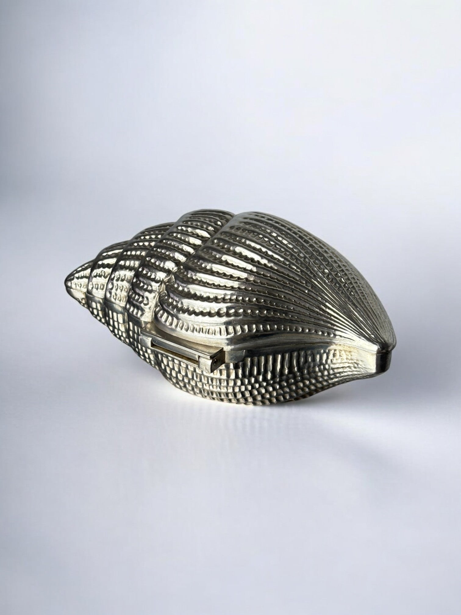 Shell jewelry box, silver plated, Italy, circa 1970's