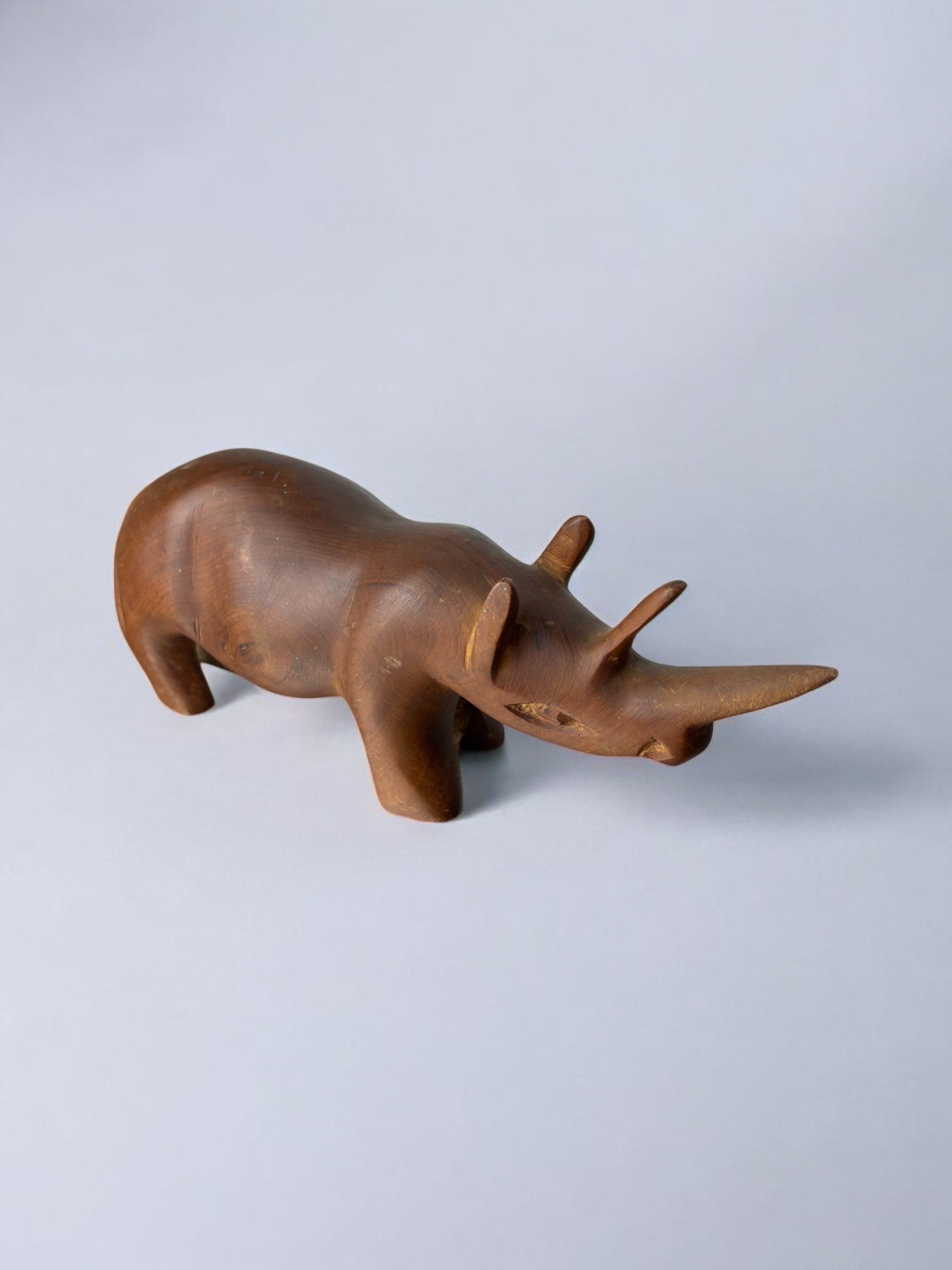 Carved Wood Rhino Sculpture Paperweight, Italy, Circa 1950's