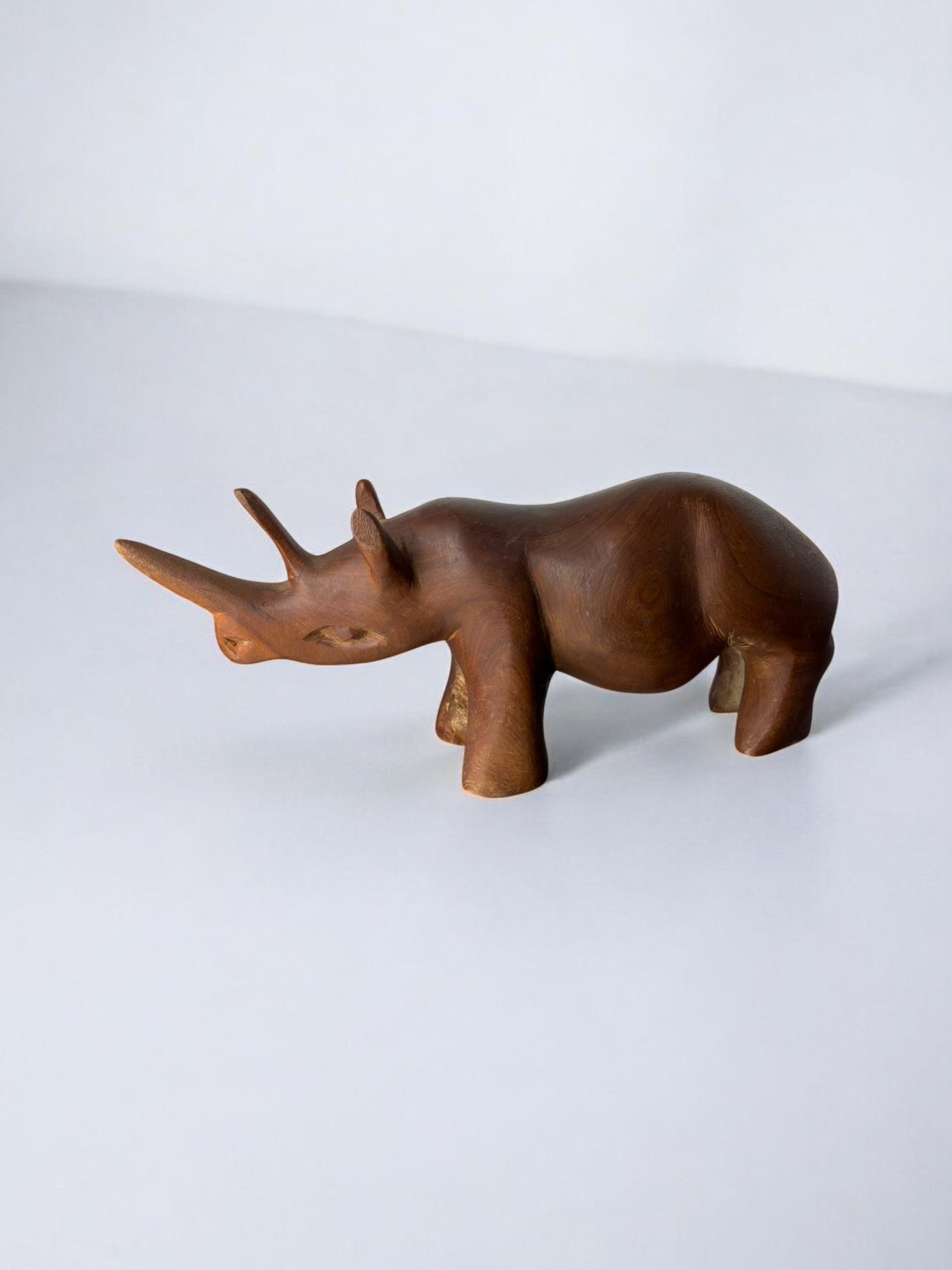 Carved Wood Rhino Sculpture Paperweight, Italy, Circa 1950's