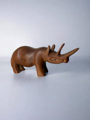 Carved Wood Rhino Sculpture Paperweight, Italy, Circa 1950's