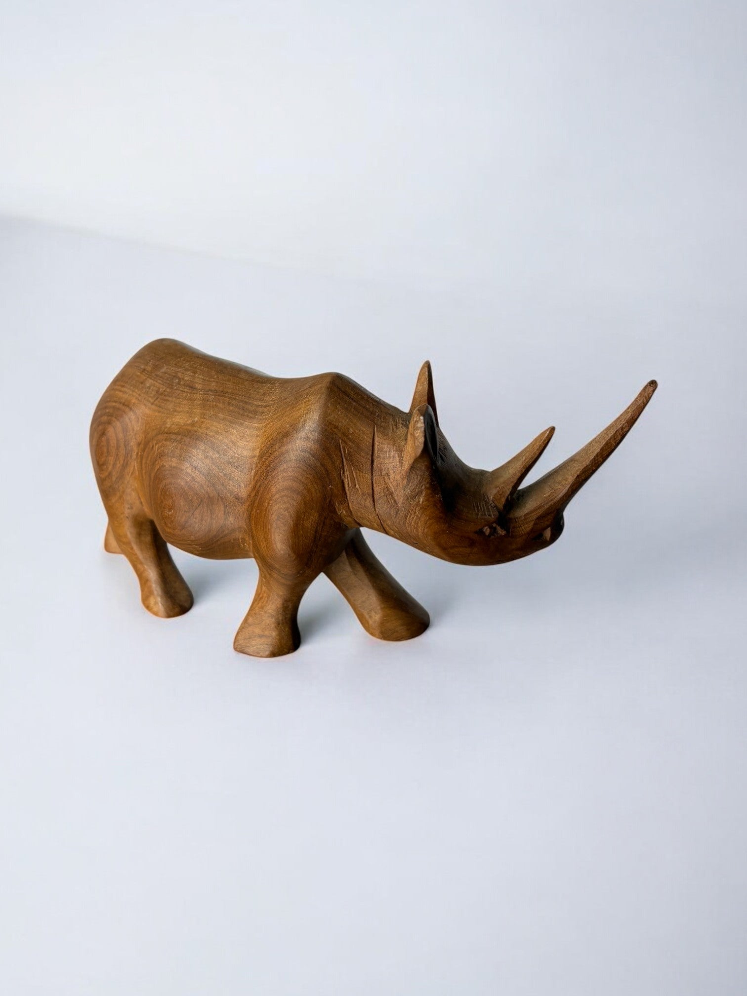 Carved Wood Rhino Sculpture Paperweight, Italy, 1950