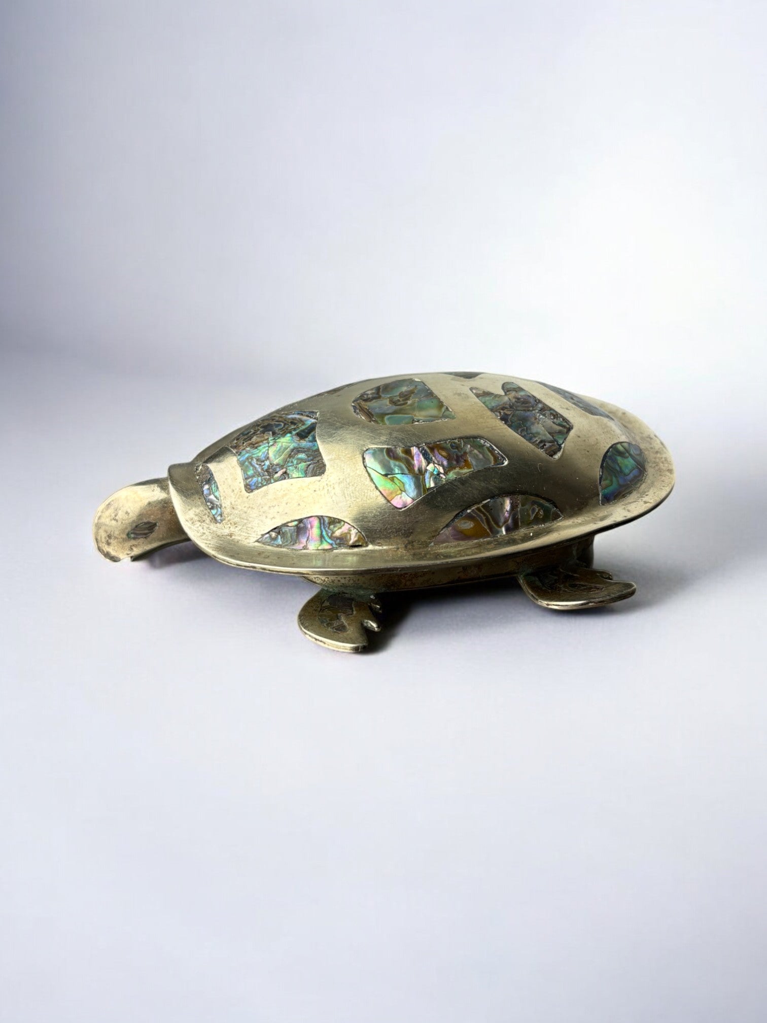 Abalone shell & alpaca silver turtle box, Mexico, 1970's