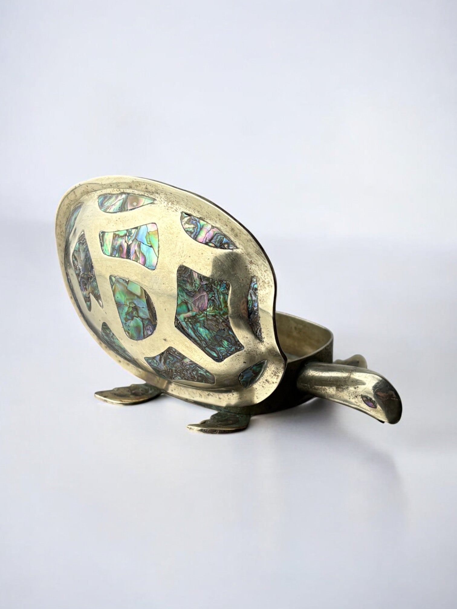 Abalone shell & alpaca silver turtle box, Mexico, 1970's