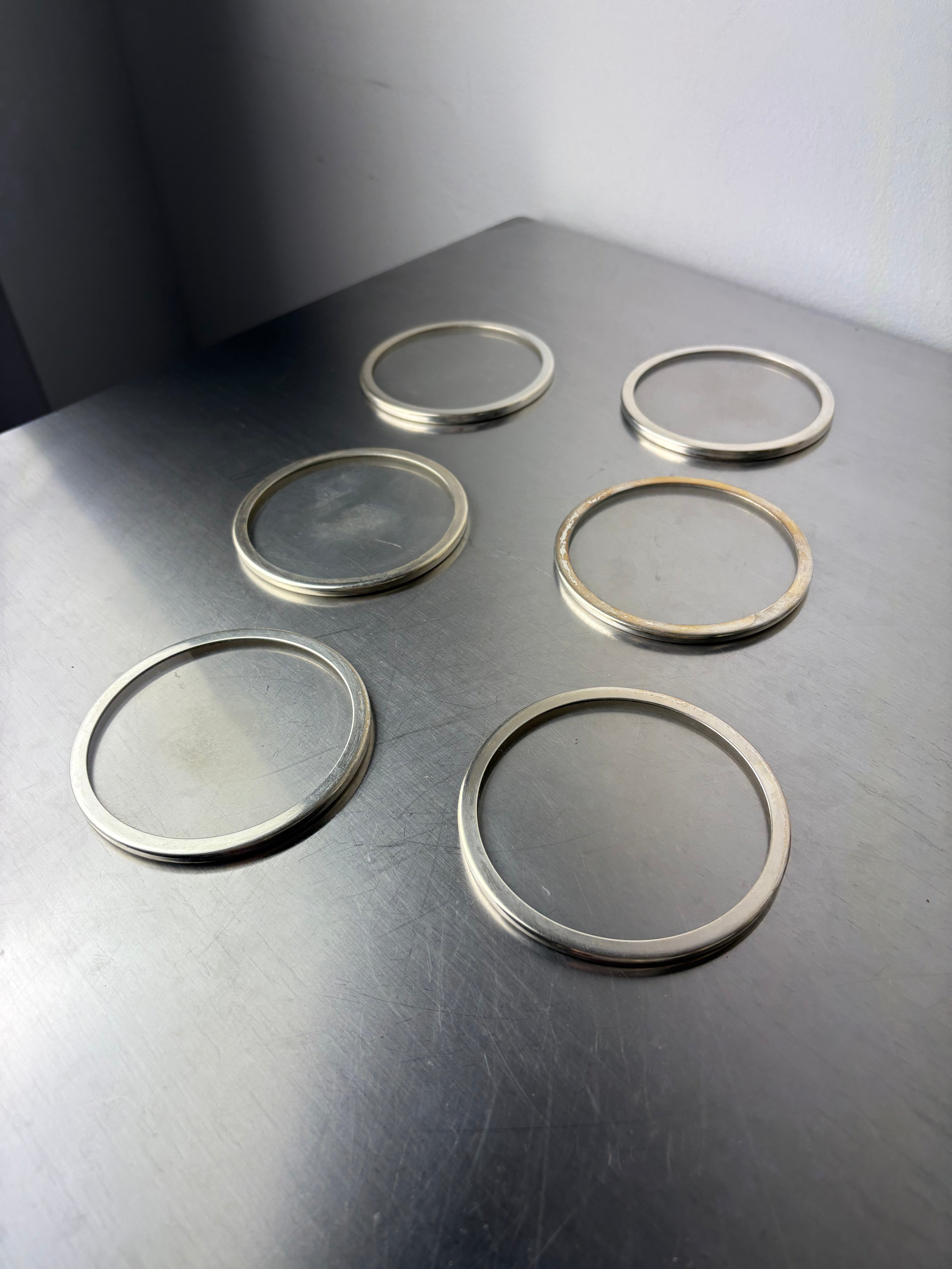 Willy Rizzo Style Coasters in Lucite & Silver plated,Set of 6, Italy, 1970s