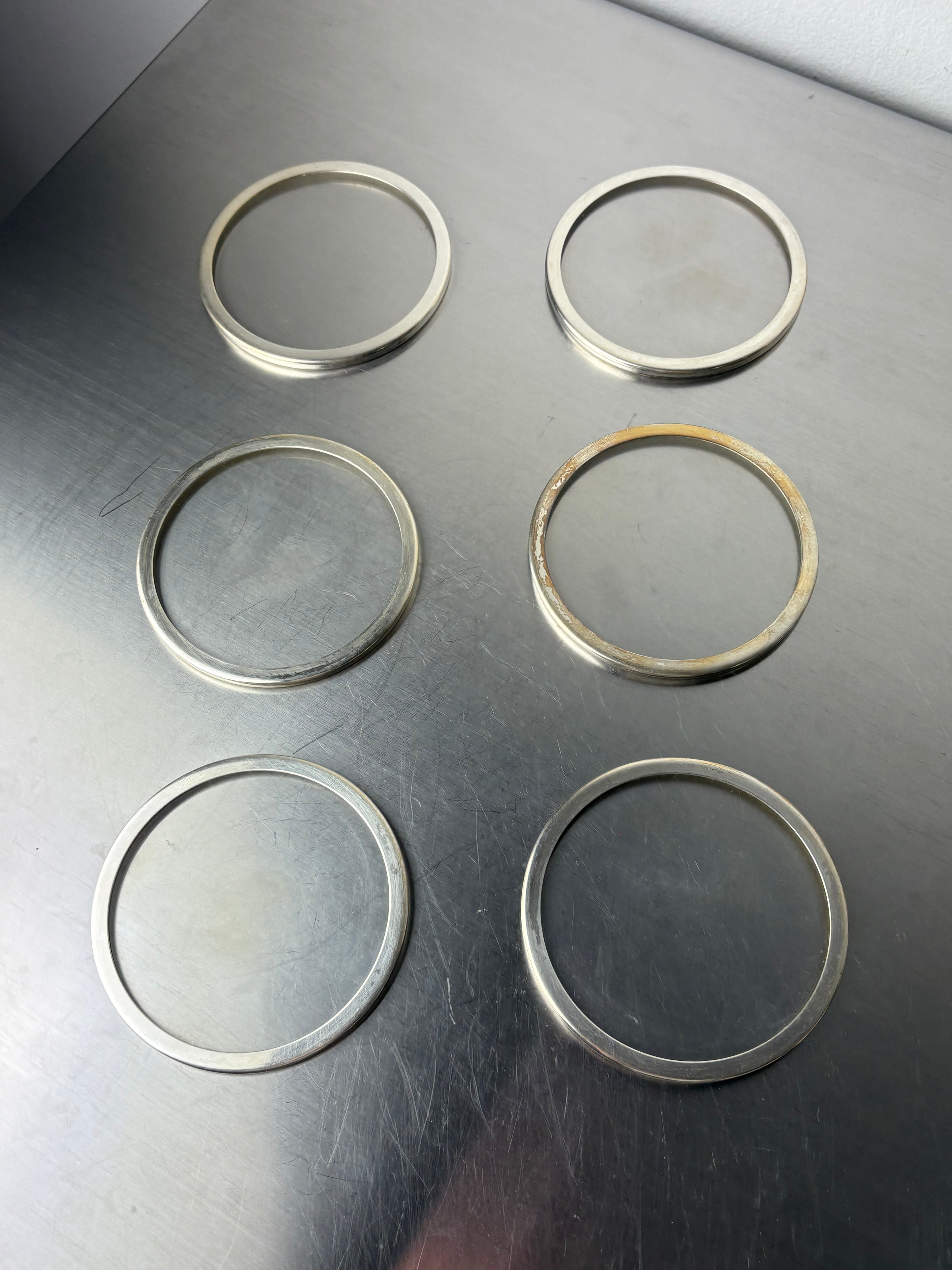 Willy Rizzo Style Coasters in Lucite & Silver plated,Set of 6, Italy, 1970s
