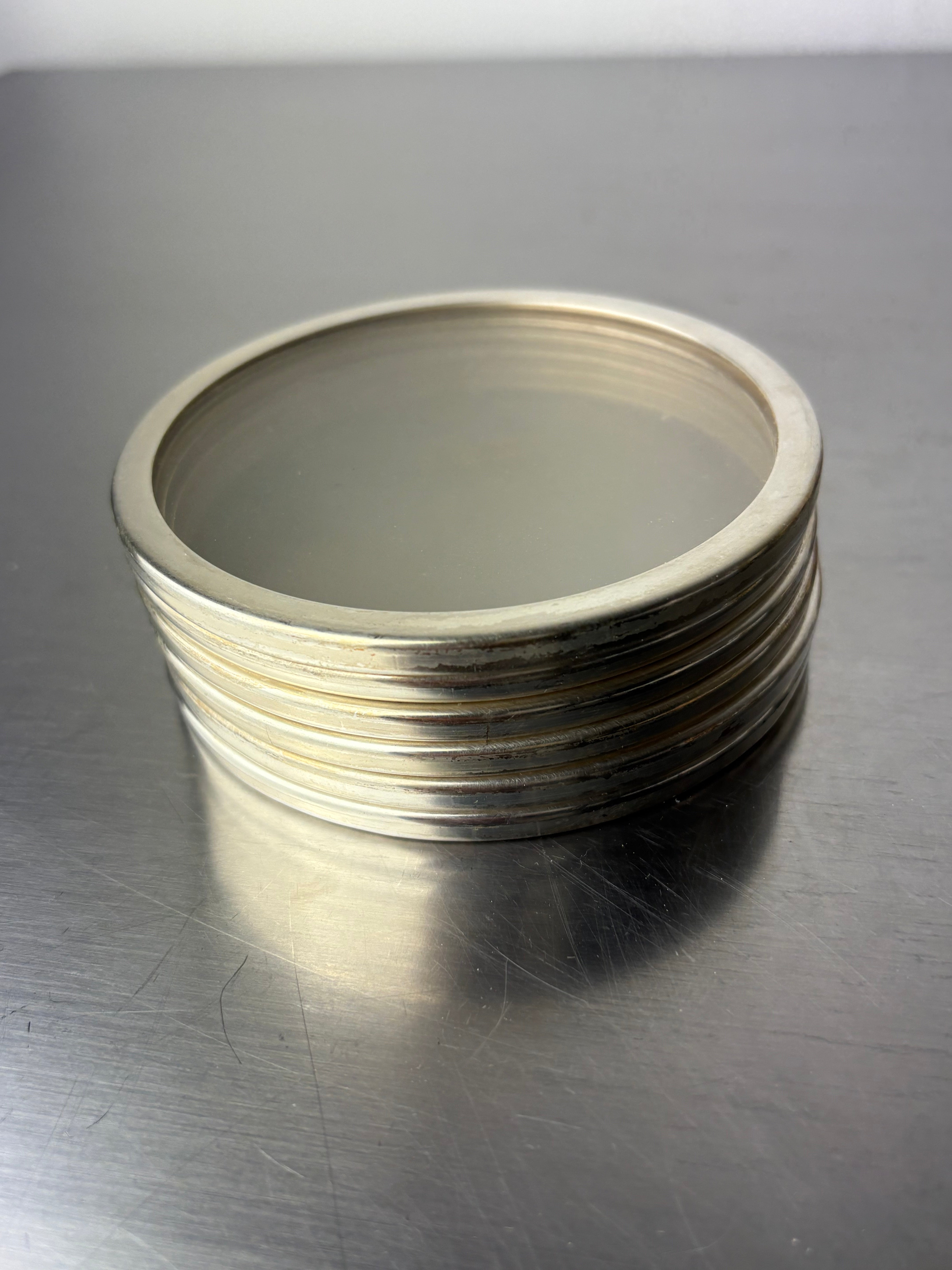 Willy Rizzo Style Coasters in Lucite & Silver plated,Set of 6, Italy, 1970s