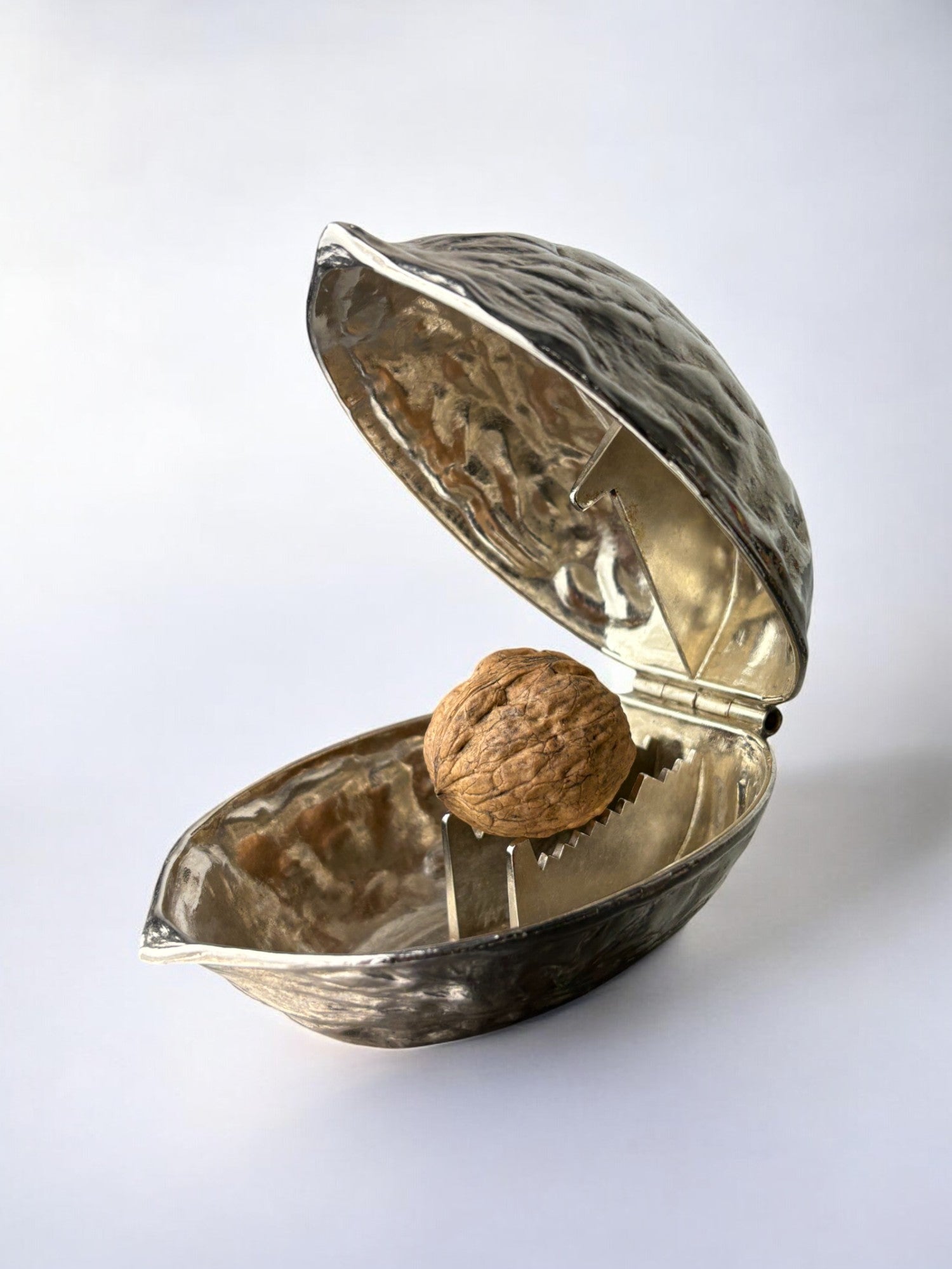 Silver plated Walnut Shaped Nut Cracker, Italy 1970’s
