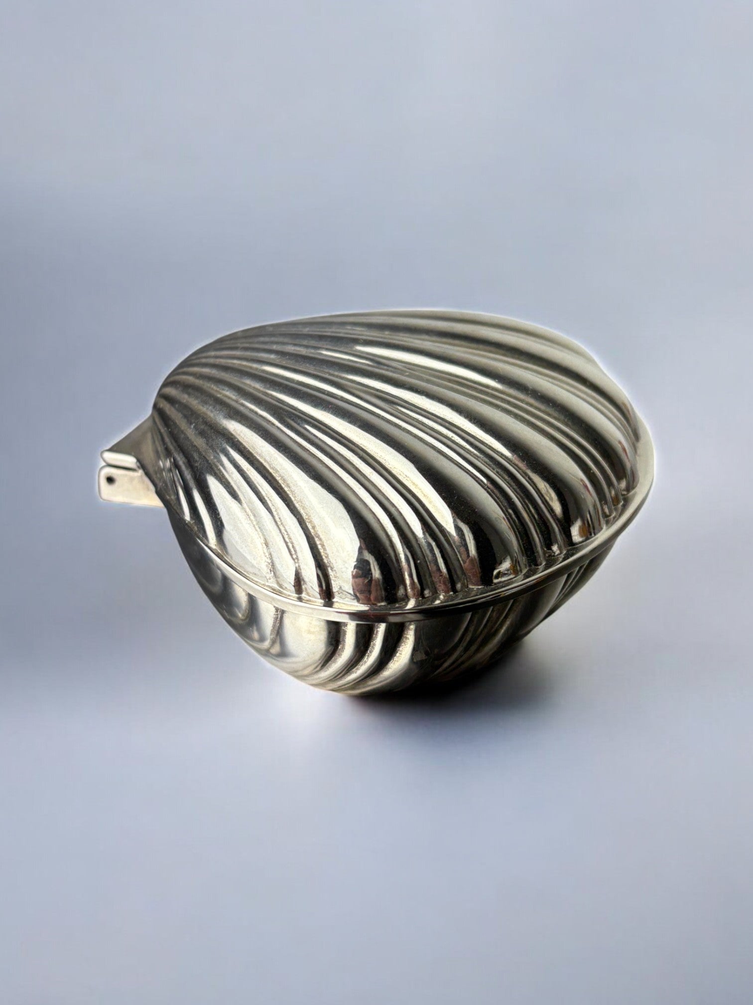 Shell jewelry box, silver plated, Italy, circa 1980