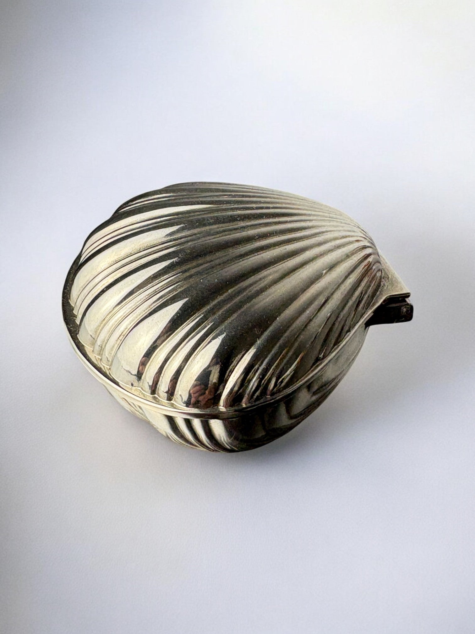 Shell jewelry box, silver plated, Italy, circa 1980
