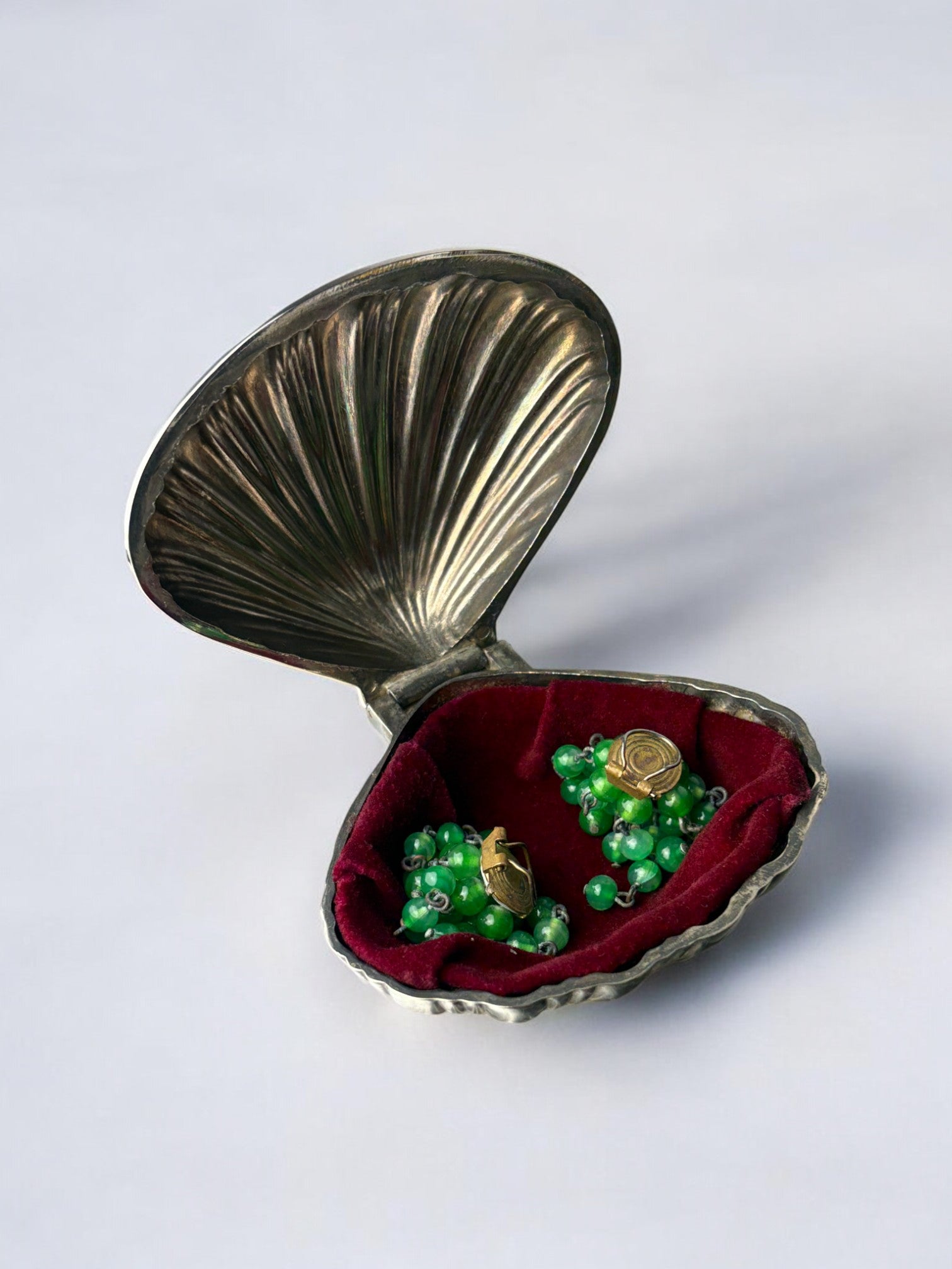Shell jewelry box, silver plated, Italy, circa 1980