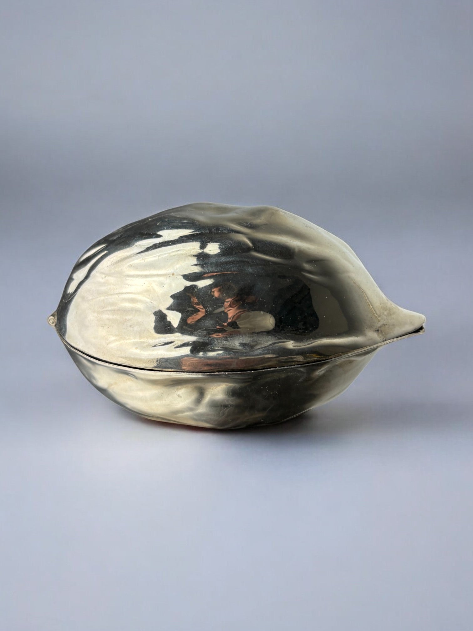 silver plated Walnut jewelry box, Italy, 1970's