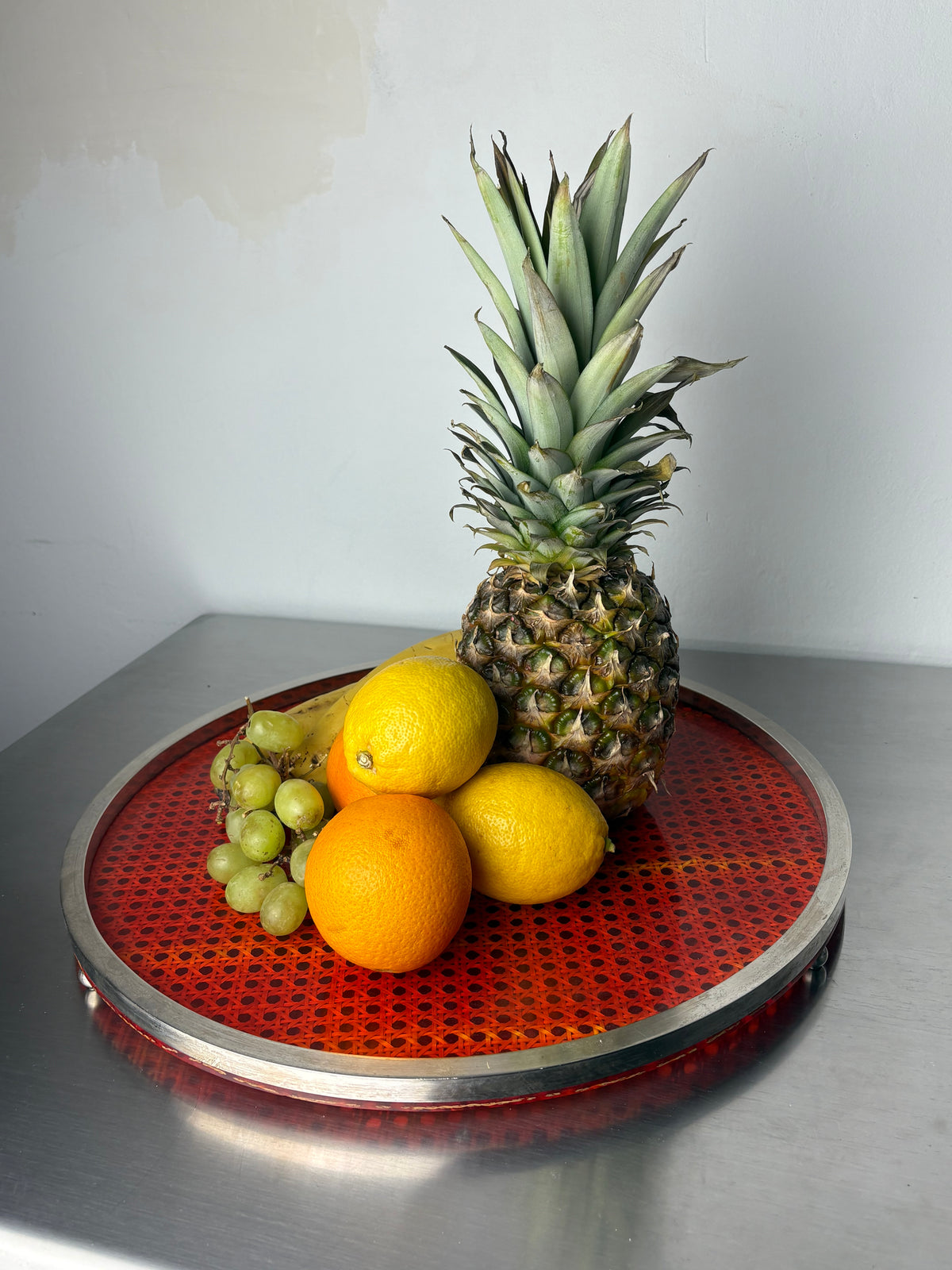 Christian Dior Style Lucite & Rattan Centerpiece, Italy, 1970's