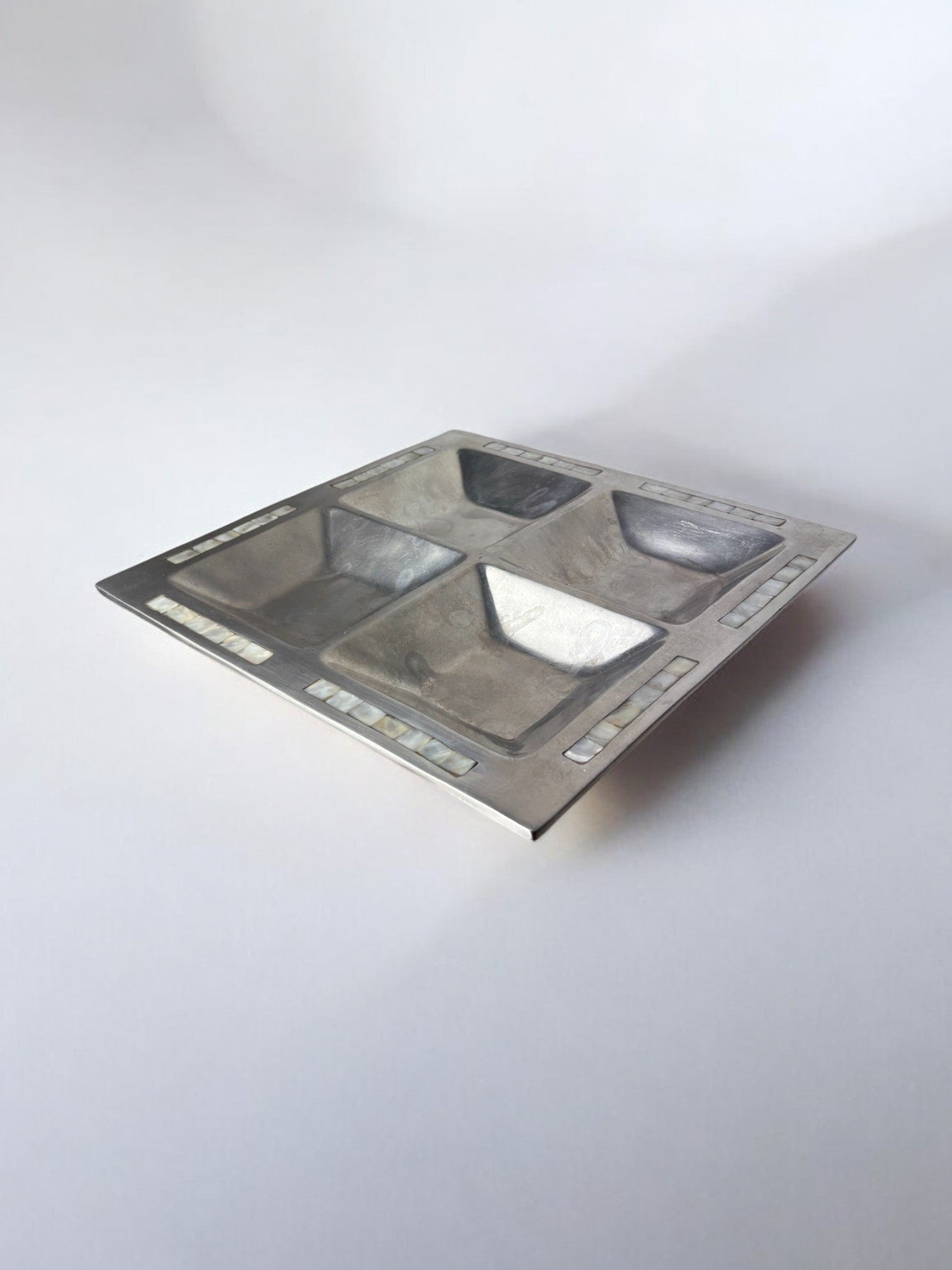 mother-of-pearl & aluminium centerpiece, Italy, 1970's