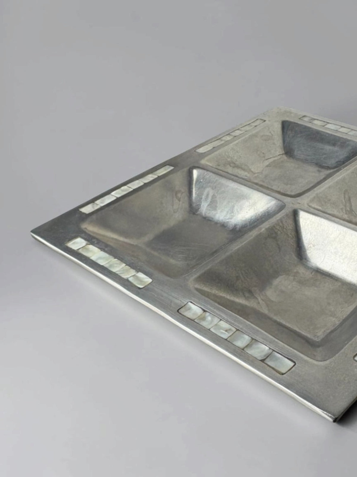 mother-of-pearl & aluminium centerpiece, Italy, 1970's