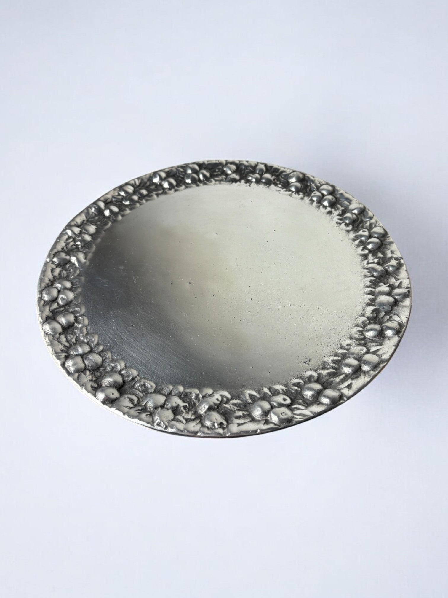 Art deco Floral Circular tray, solid aluminium, Spain, 1960's