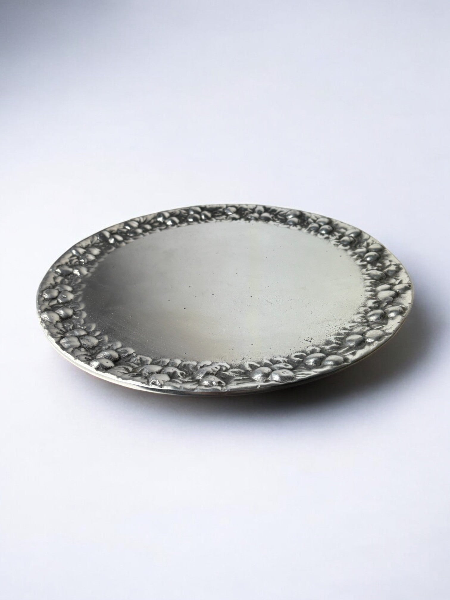 Art deco Floral Circular tray, solid aluminium, Spain, 1960's