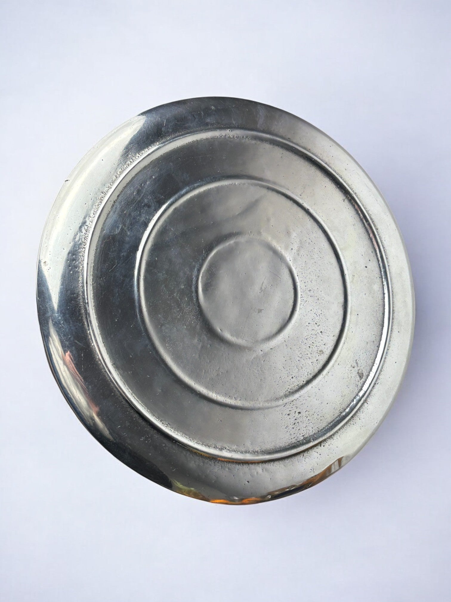 Art deco Floral Circular tray, solid aluminium, Spain, 1960's