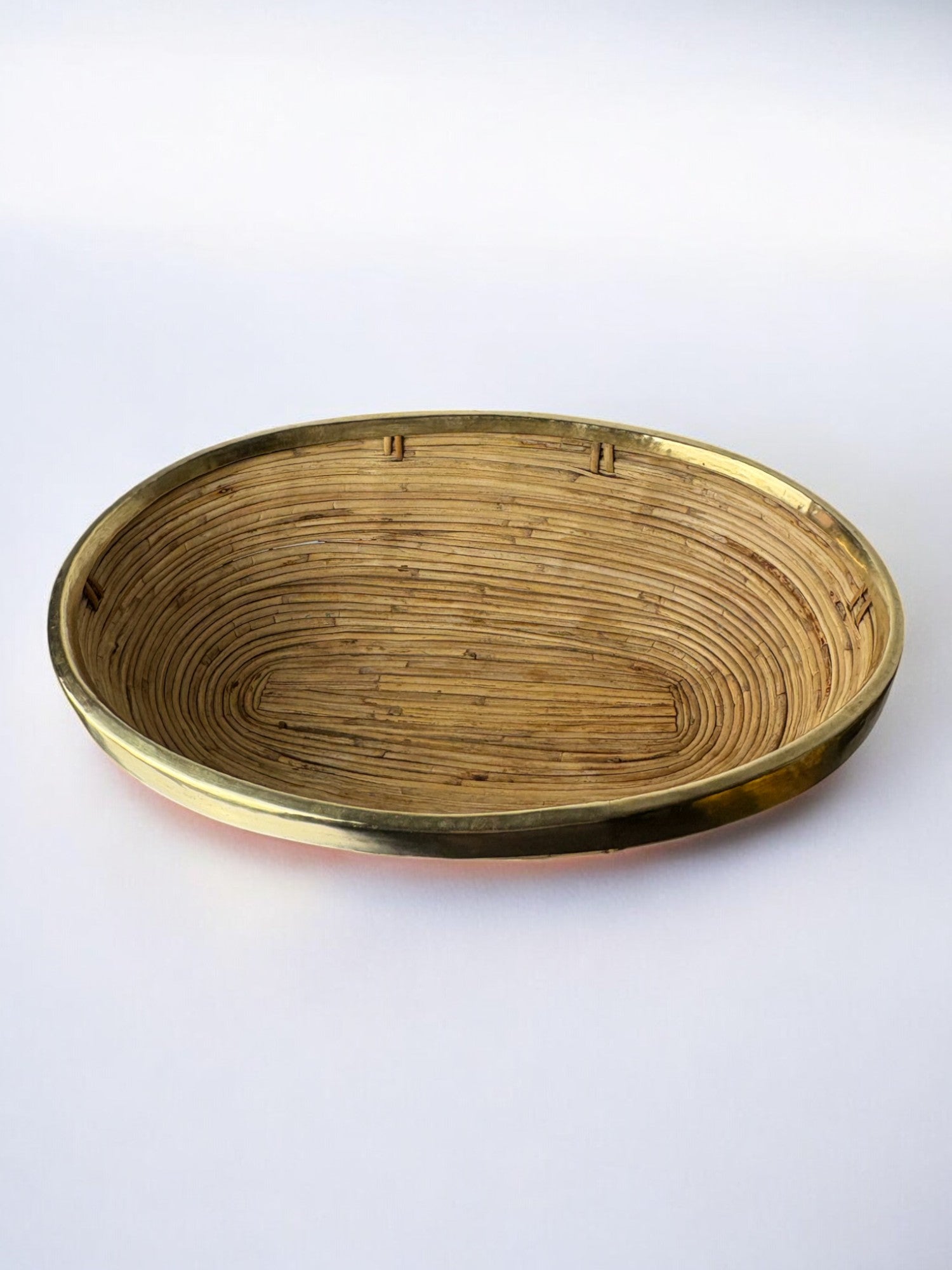 Rattan and brass centerpiece, Italy, Circa 1970