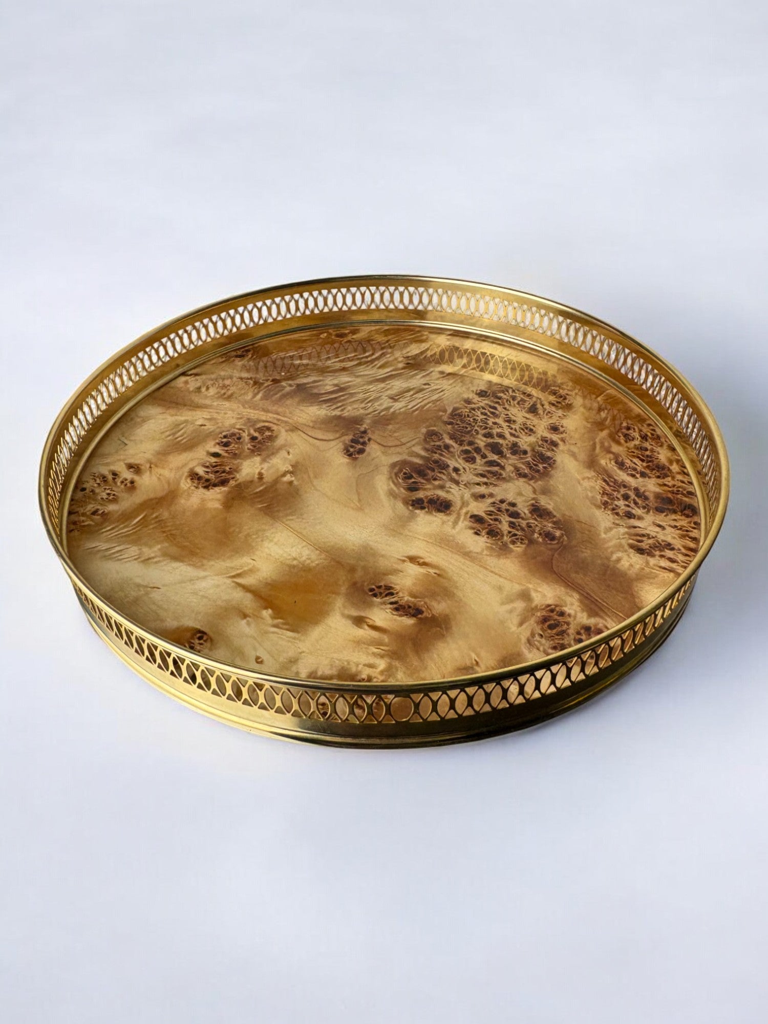 Aldo Tura Style tray in Lucite burl wood, Italy, Circa 1970
