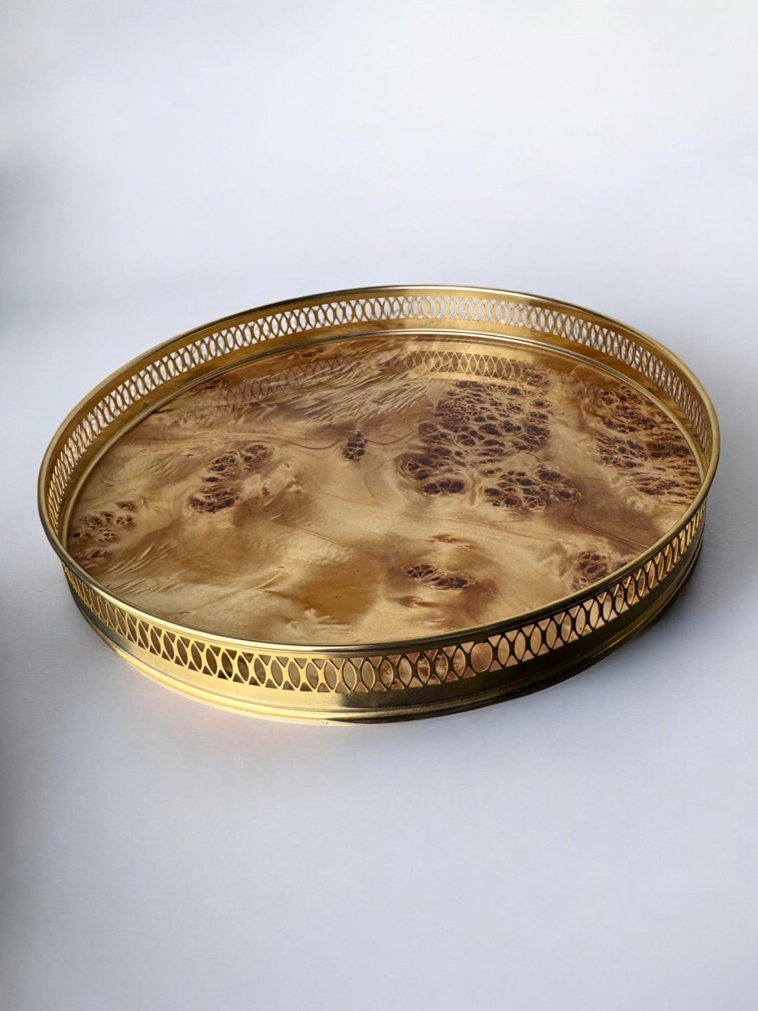 Aldo Tura Style tray in Lucite burl wood, Italy, Circa 1970