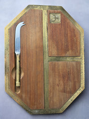 Brutalist Cheese tray by David Marshall, Wood & Bronze, Spain, 1970's