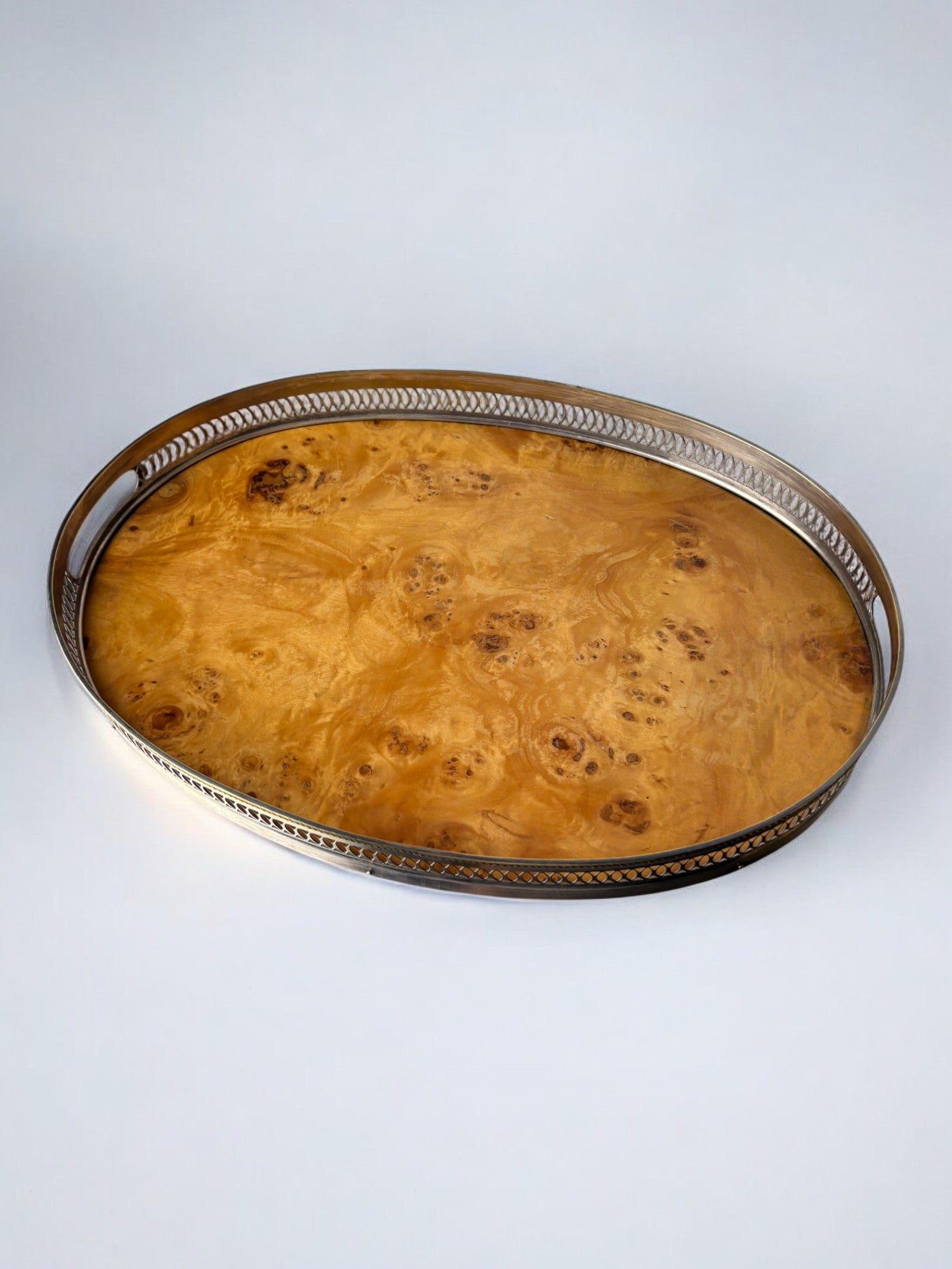 Aldo Tura Style tray in Lucite burl wood, Italy, Circa 1970's