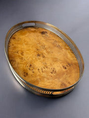 Aldo Tura Style tray in Lucite burl wood, Italy, Circa 1970's