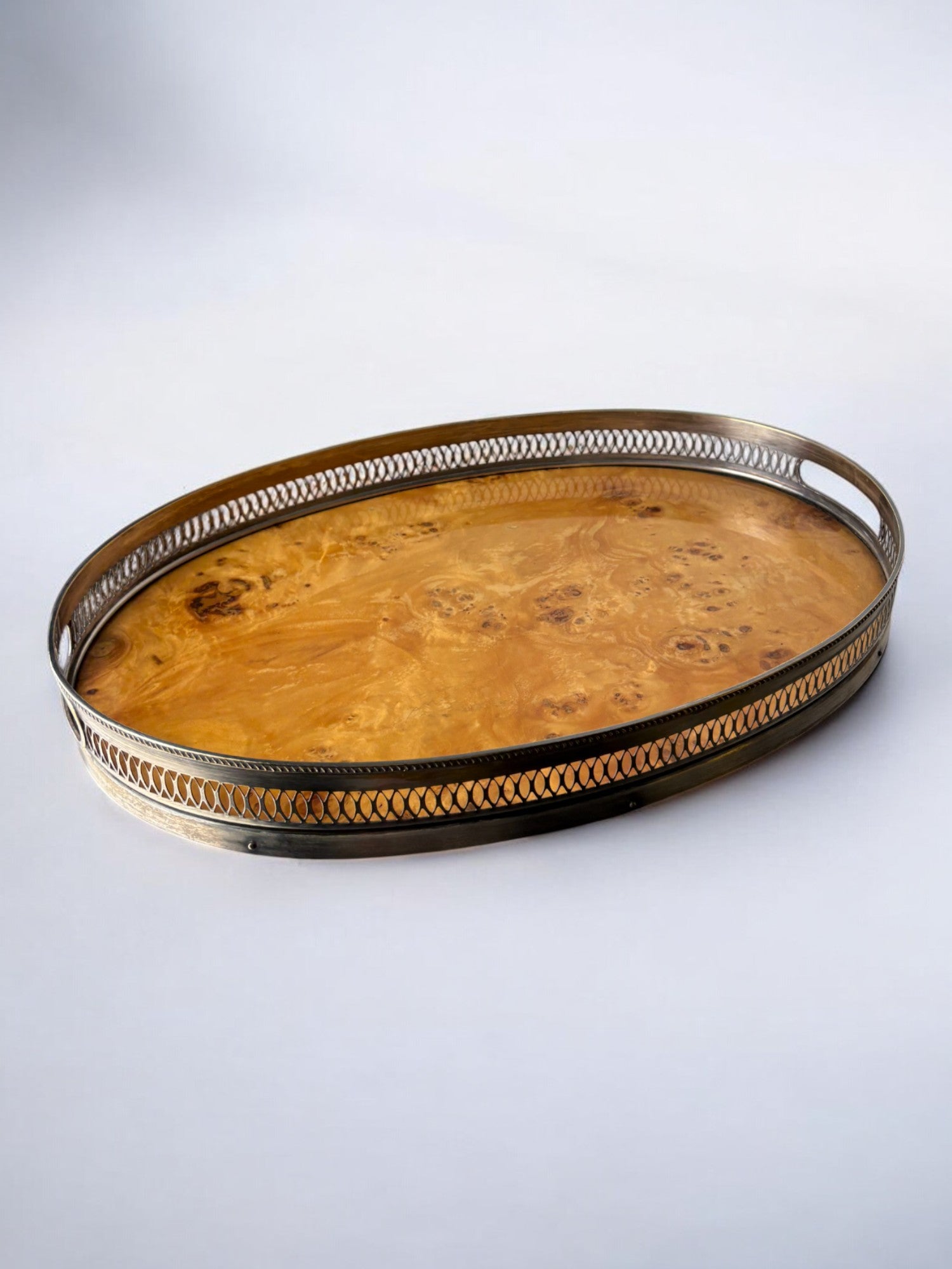 Aldo Tura Style tray in Lucite burl wood, Italy, Circa 1970's