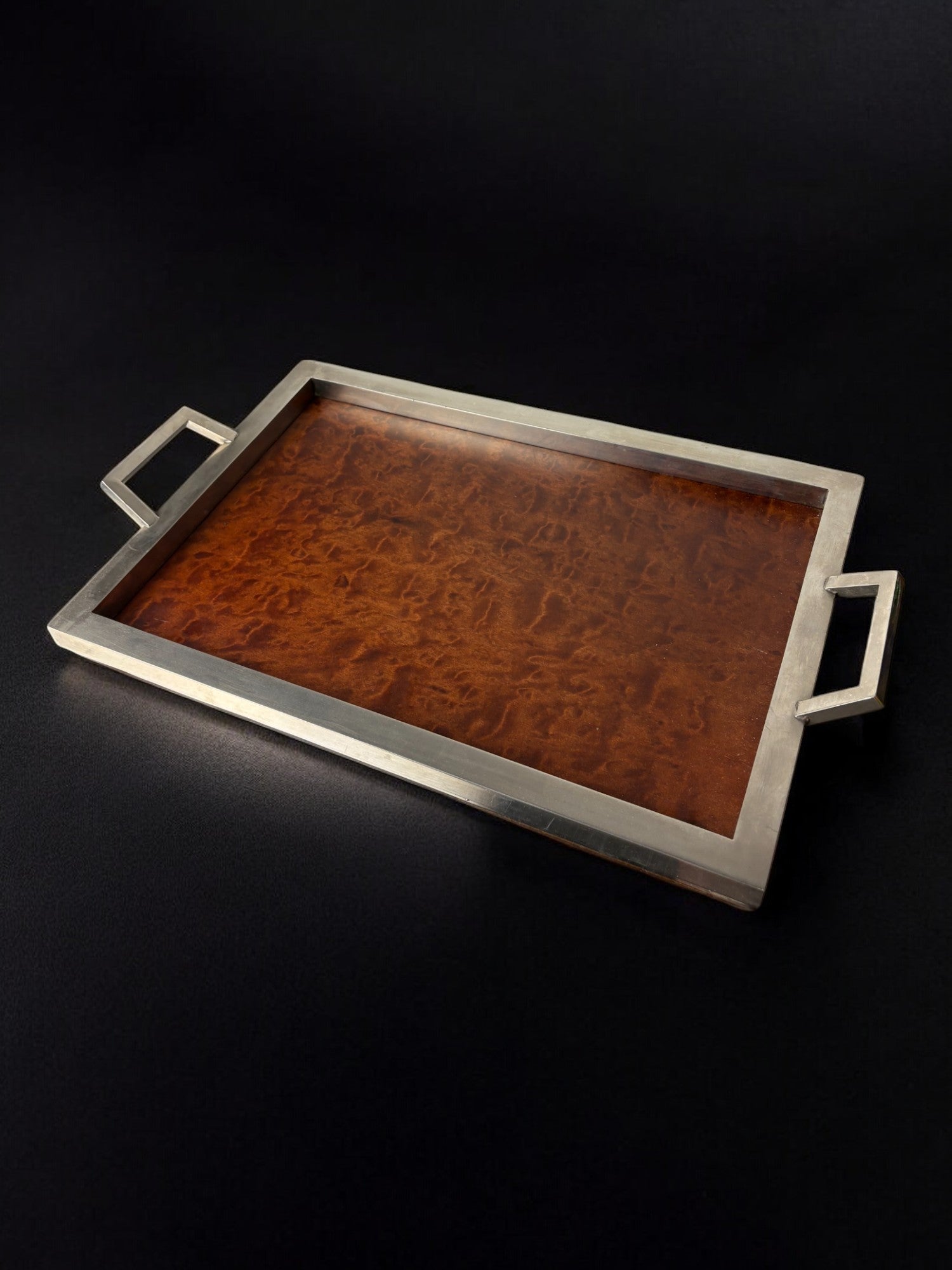 Dior style Tray in Wood & Chromed, Italy, 1970's