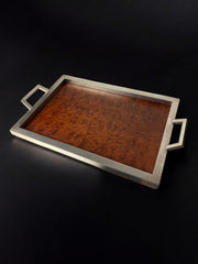 Dior style Tray in Wood & Chromed, Italy, 1970's