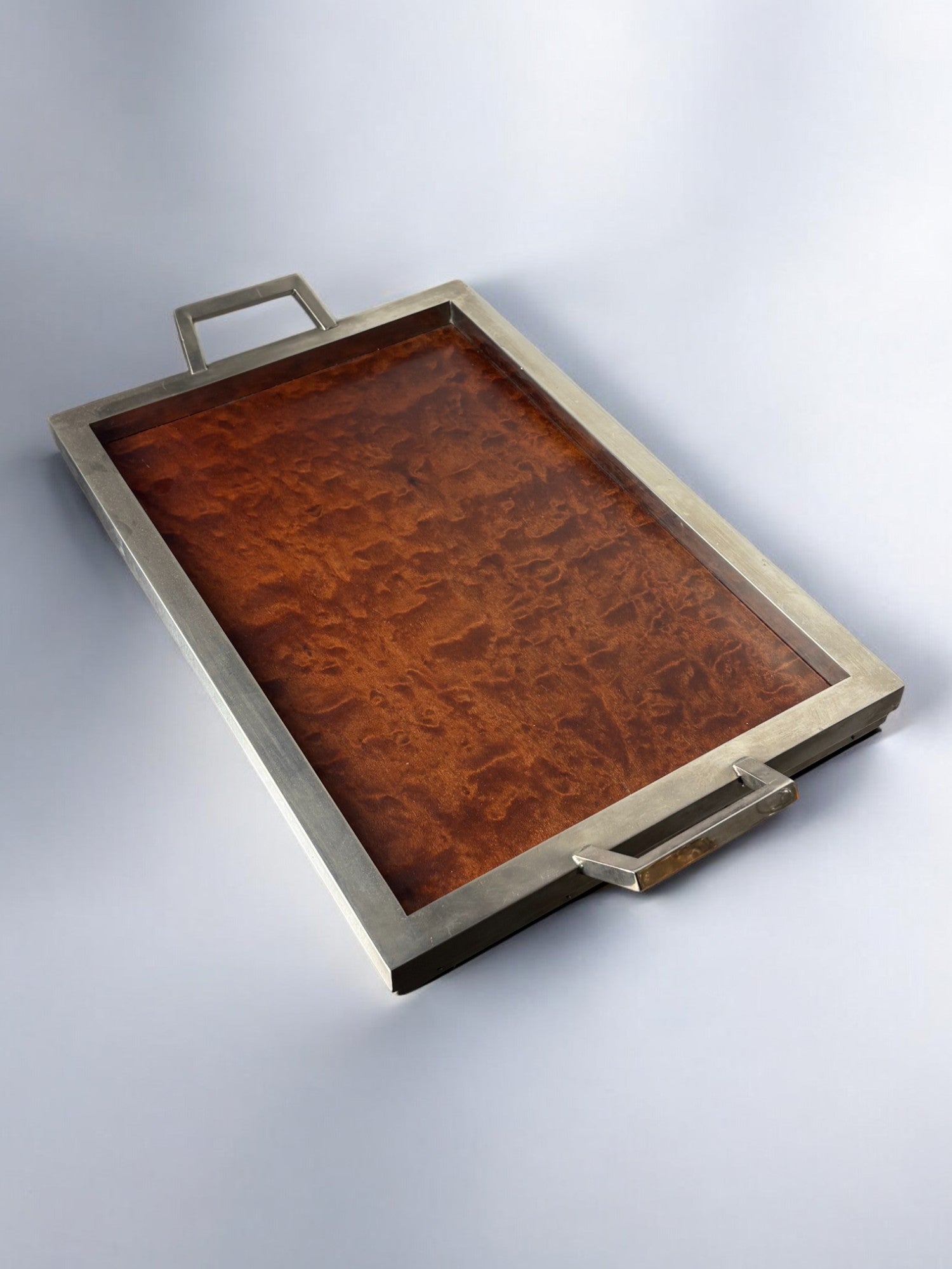 Dior style Tray in Wood & Chromed, Italy, 1970's