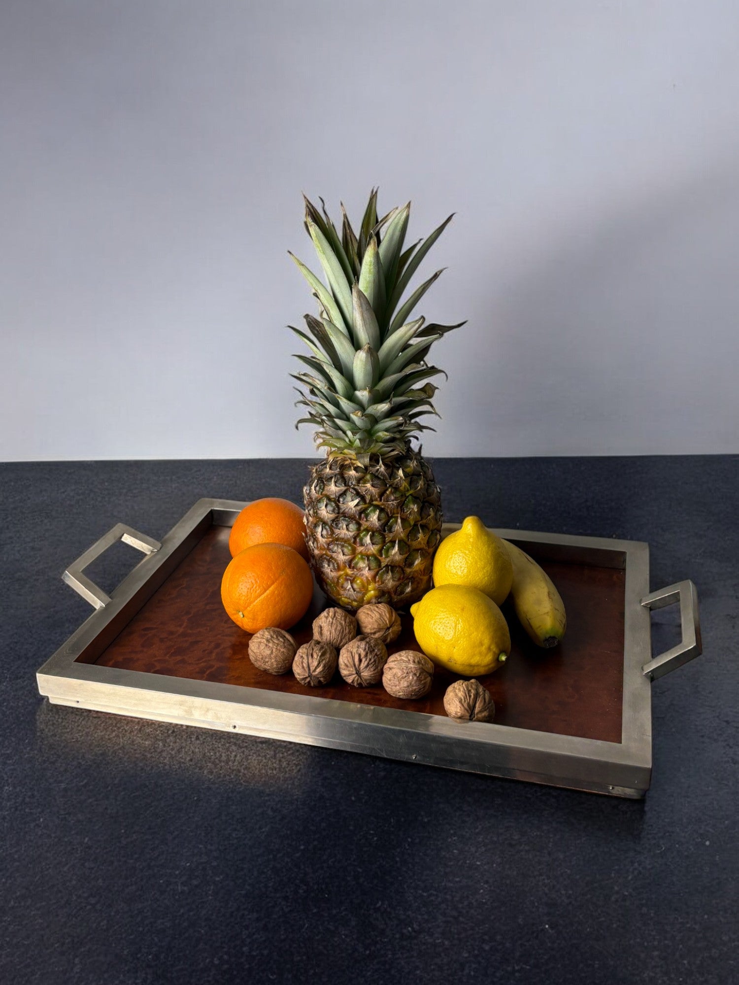 Dior style Tray in Wood & Chromed, Italy, 1970's