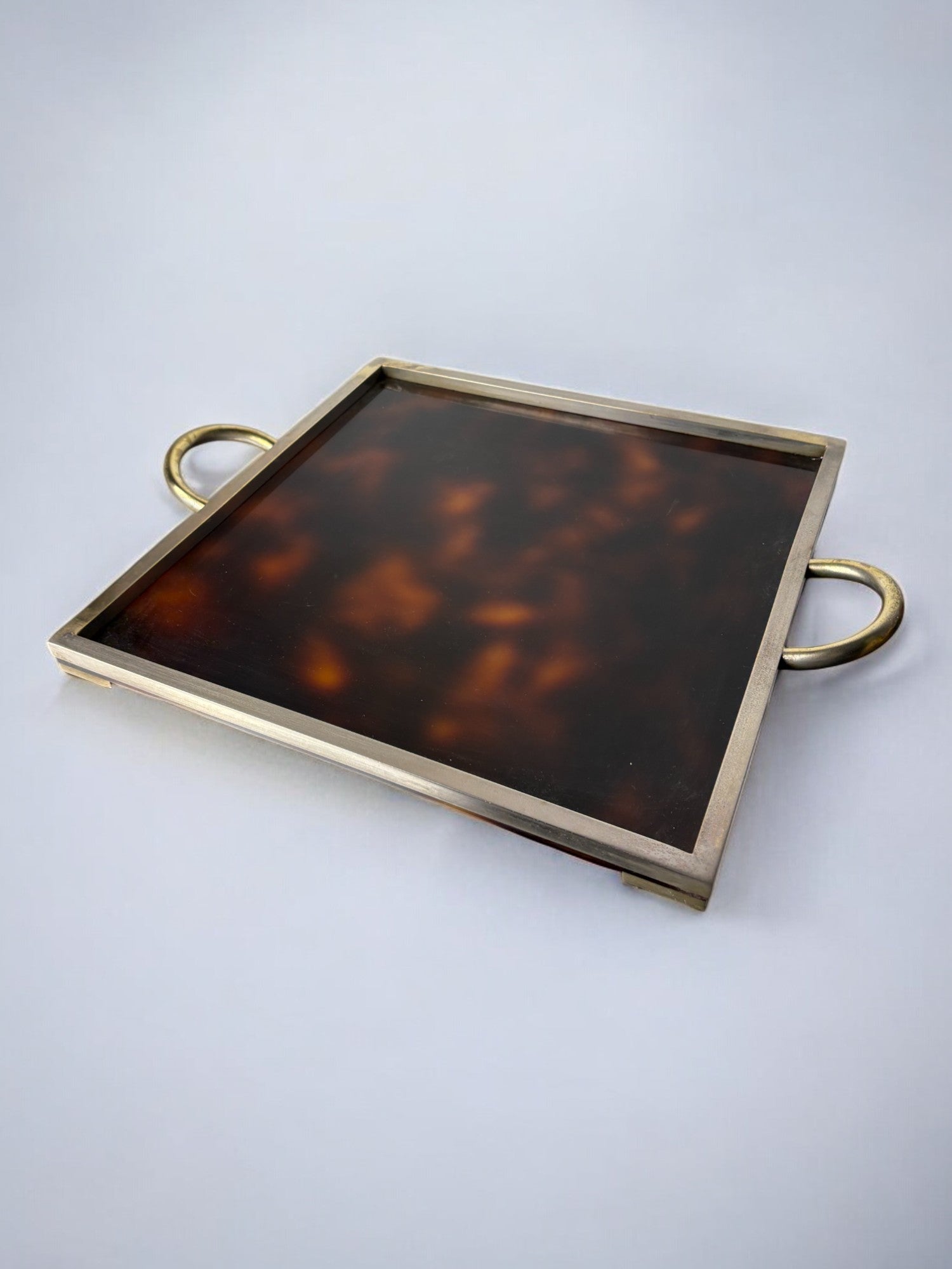 Faux Tortoise Shell & brass Dior style Tray, Italy, 1970's
