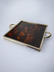 Faux Tortoise Shell & brass Dior style Tray, Italy, 1970's