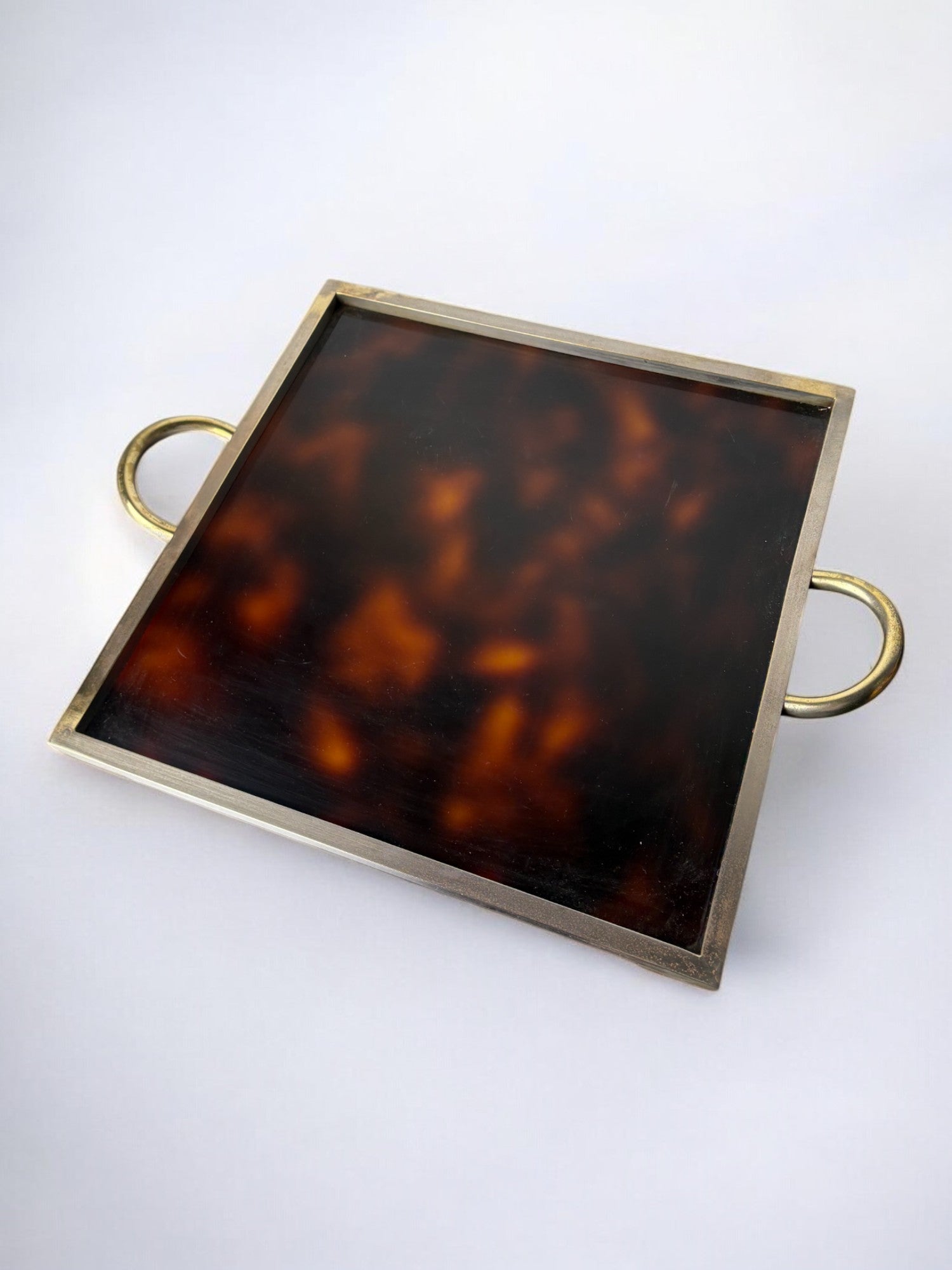 Faux Tortoise Shell & brass Dior style Tray, Italy, 1970's