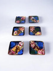 Set of 6 modernist enamel soy dish by J. Capo Esmaltes, Spain, 1970's