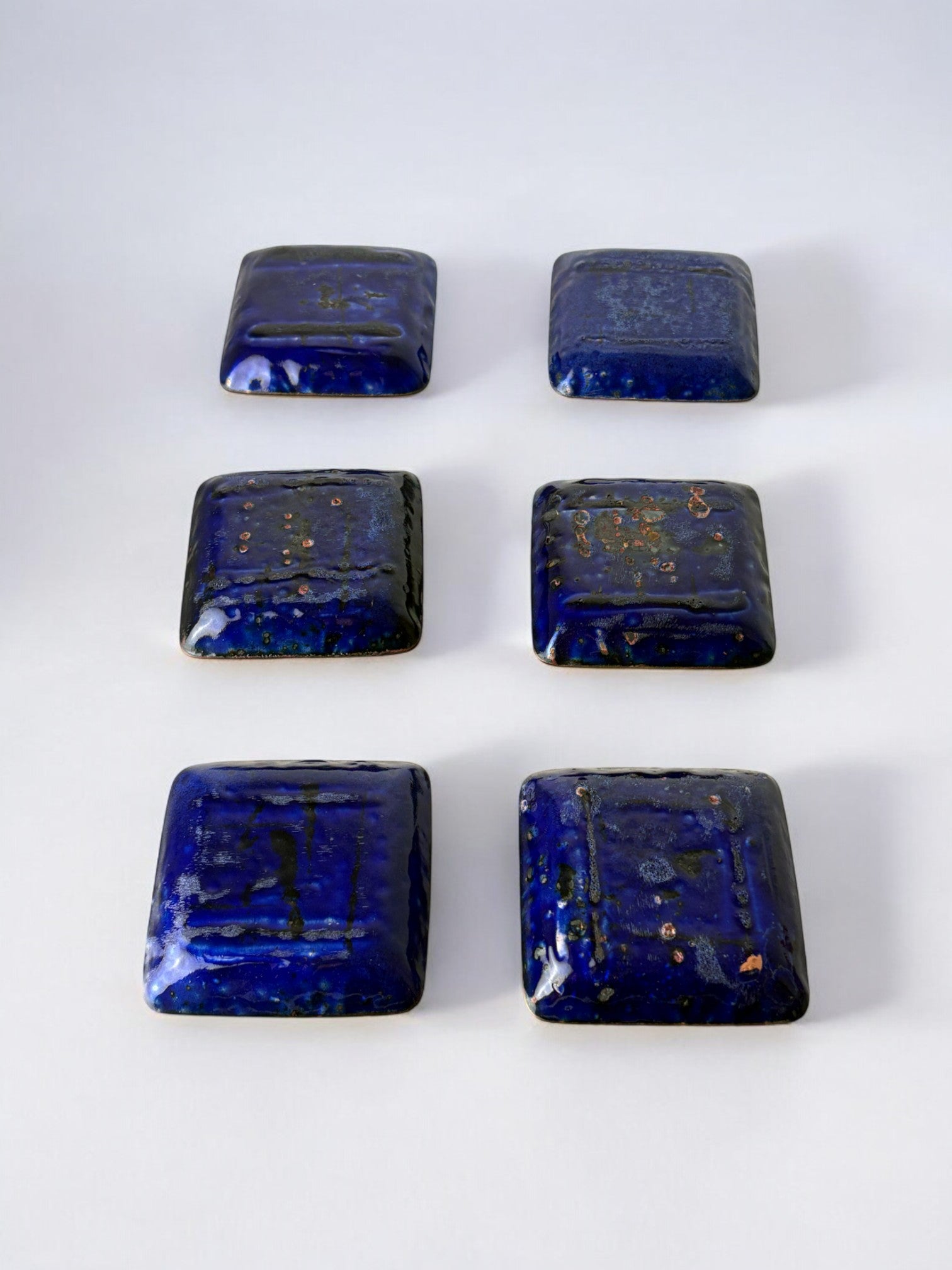 Set of 6 modernist enamel soy dish by J. Capo Esmaltes, Spain, 1970's