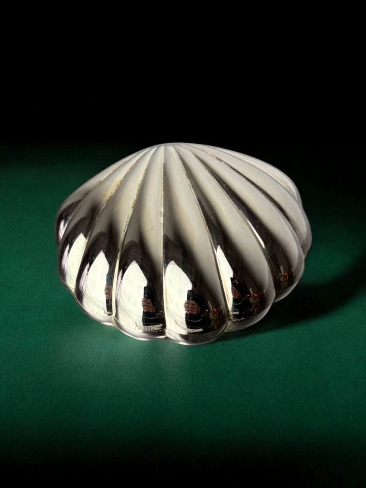 Shell jewelry box, silver plated, Italy, 1980s