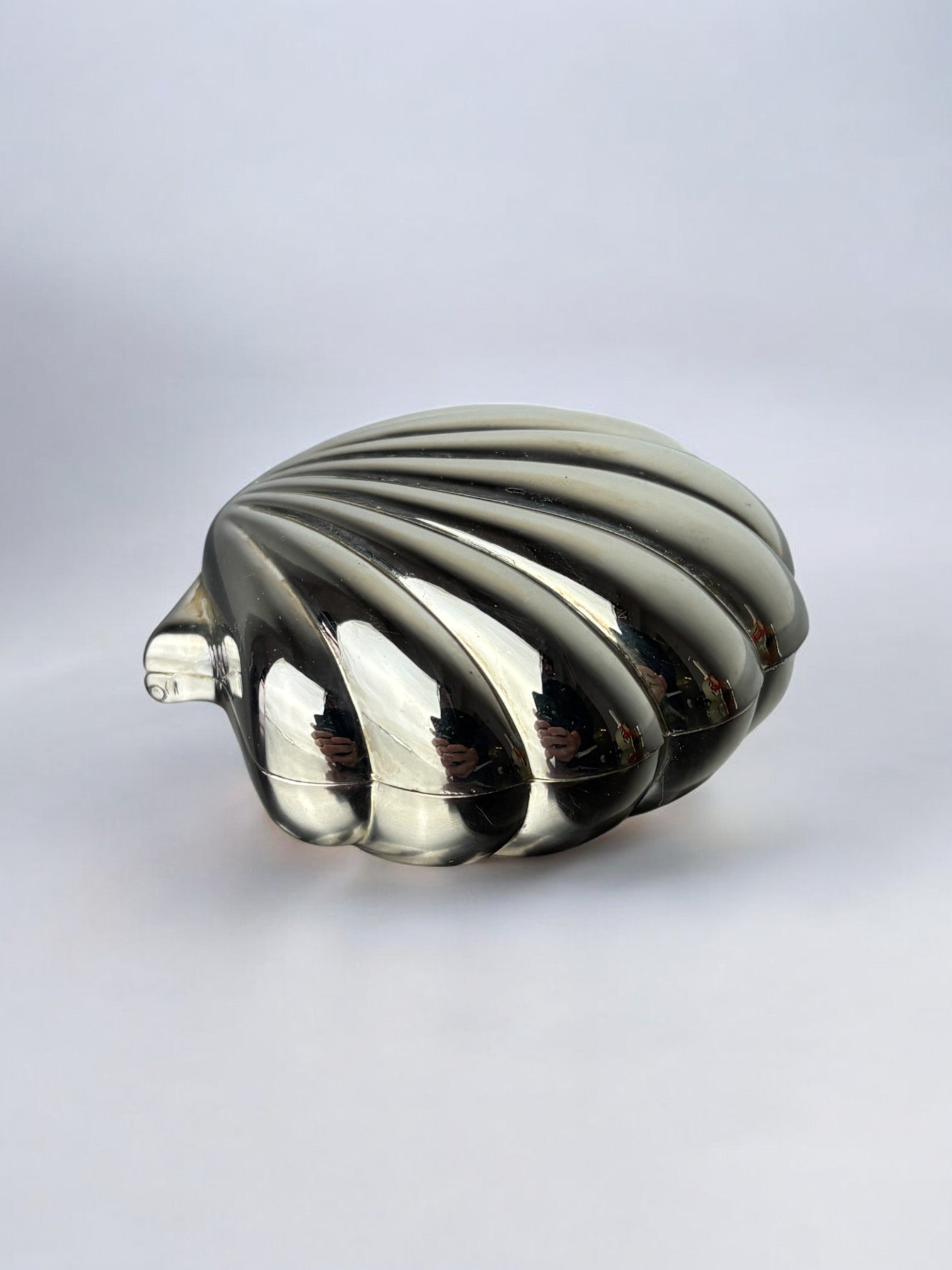 Shell jewelry box, silver plated, Italy, 1980s