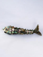 Articulated Abalone shell and Brass Fish, Mexico, 1980's, 17 cm