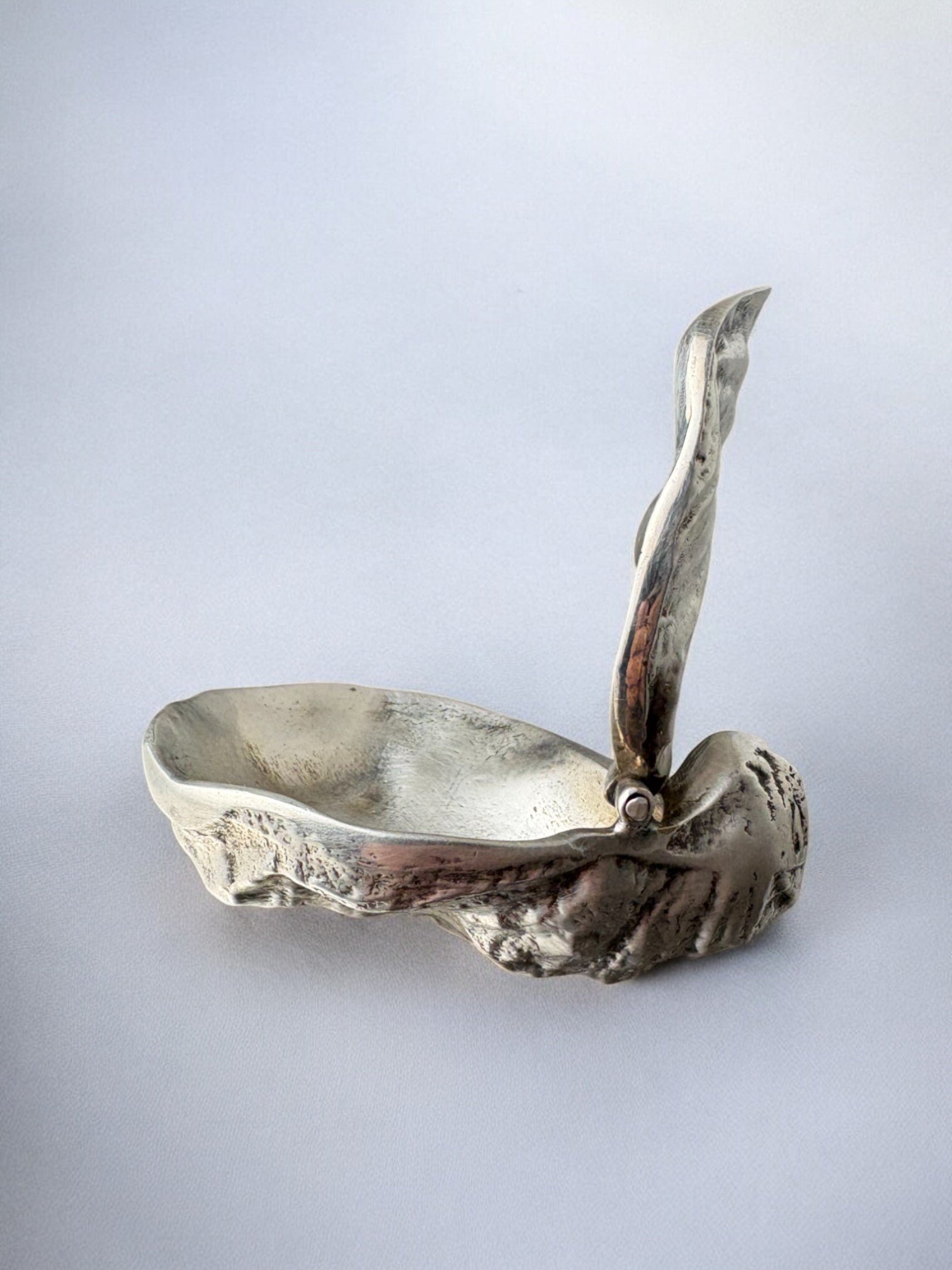 Oyster shell jewelry box in silver, Italy, 1960's