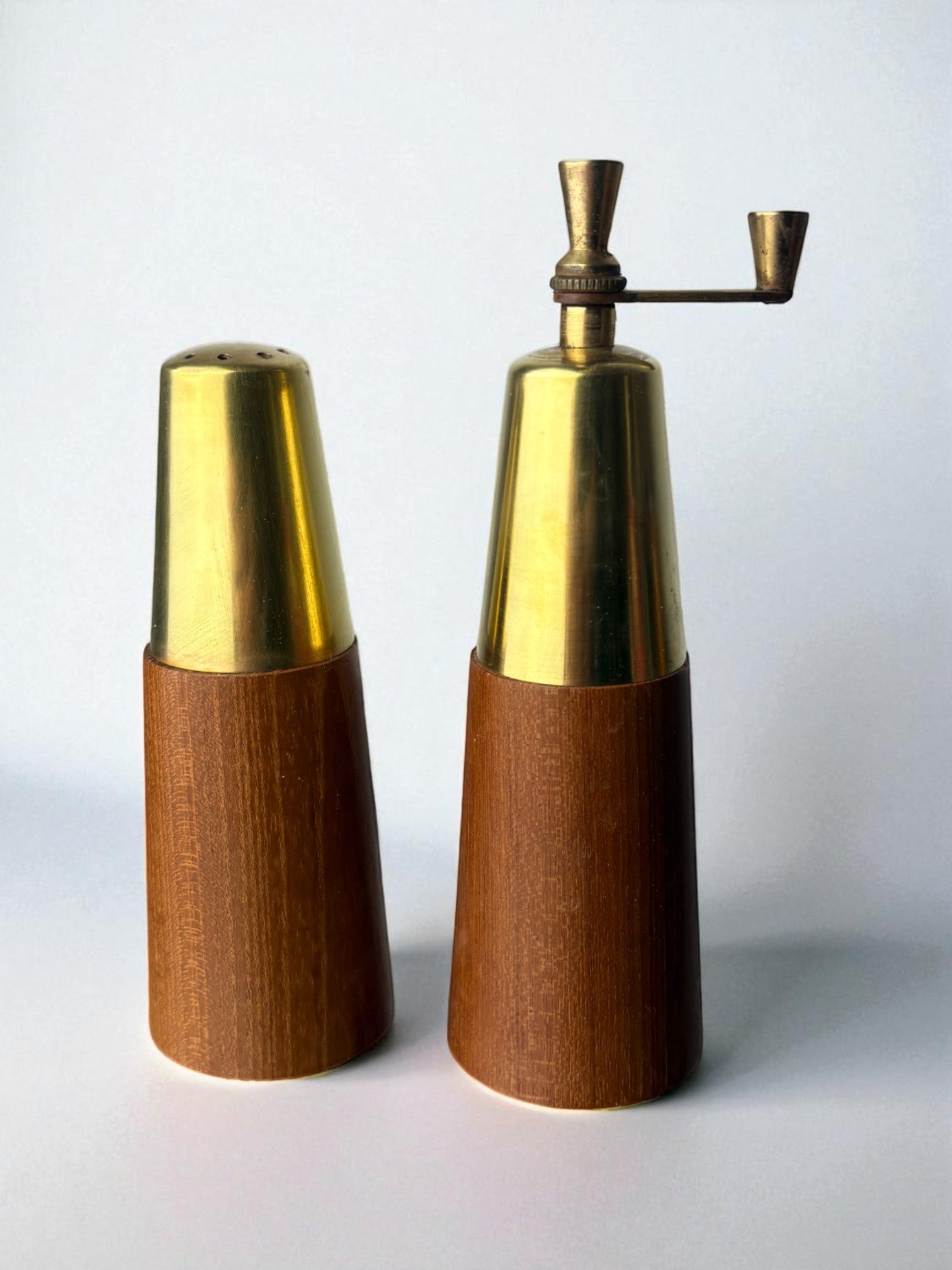 Salt Shaker and Pepper Mill in Rosewood and Brass, Italy, 1970's