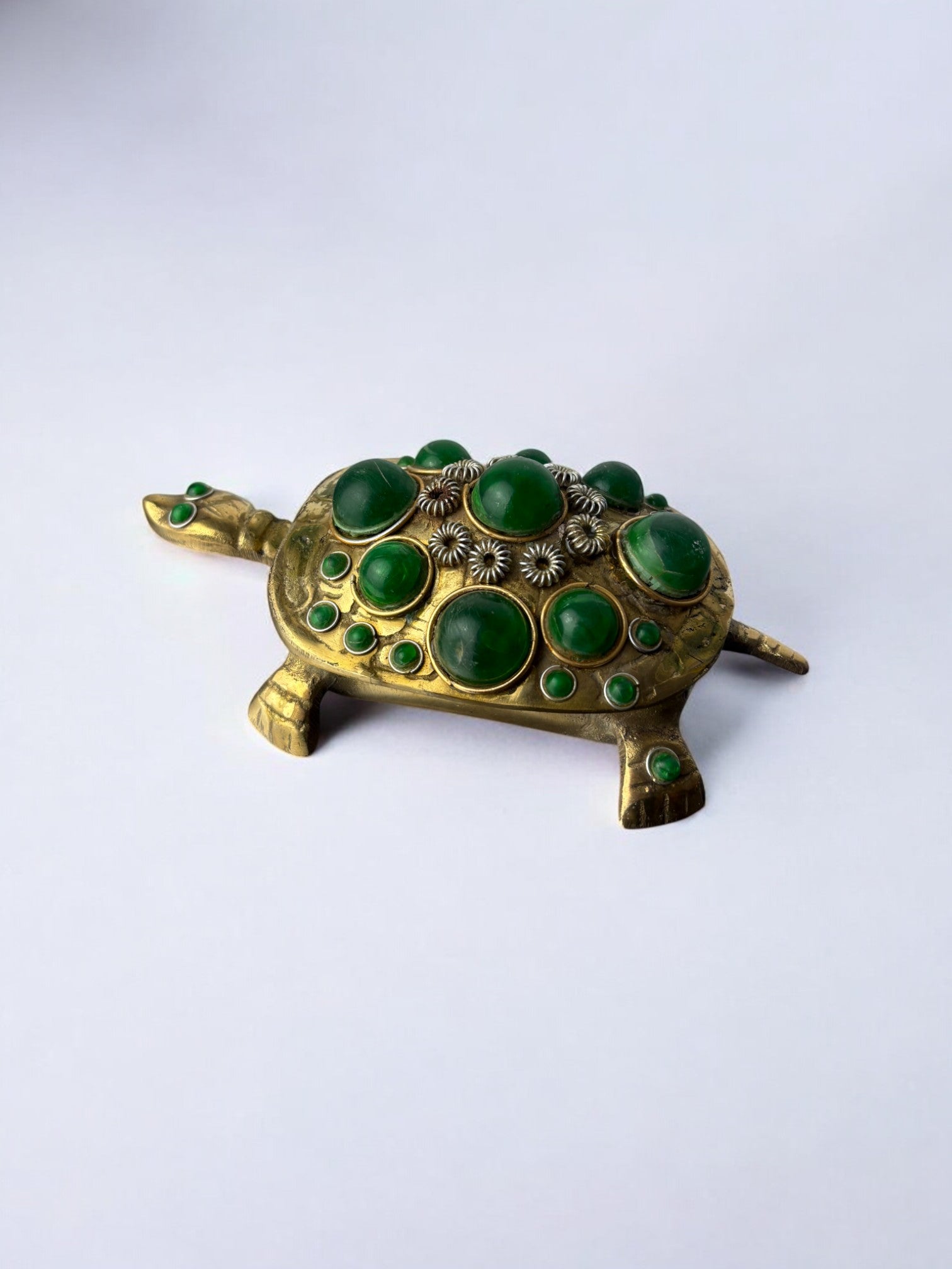 Regency turtle jewelry box in brass, Italy, 1980's