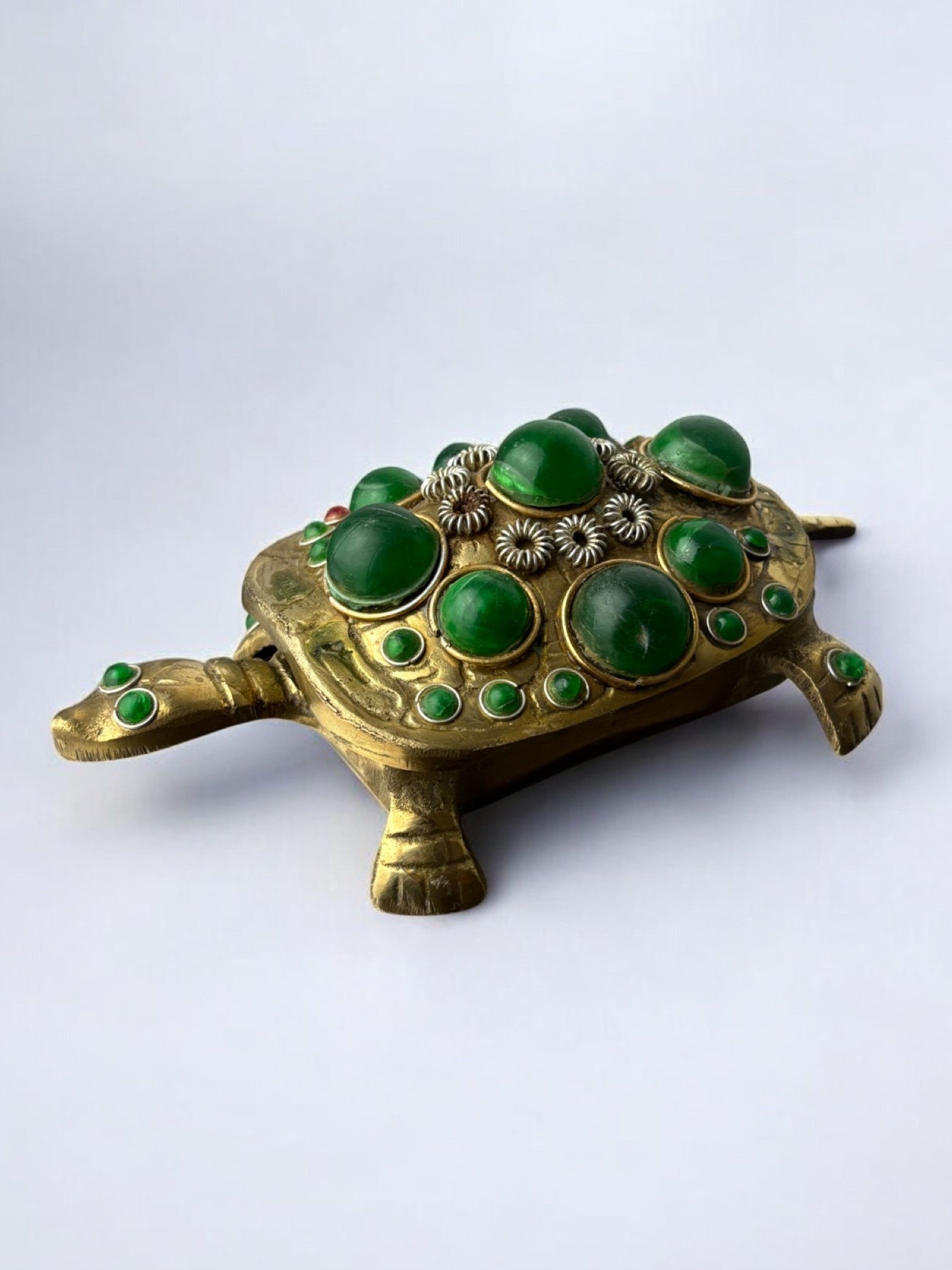 Regency turtle jewelry box in brass, Italy, 1980's