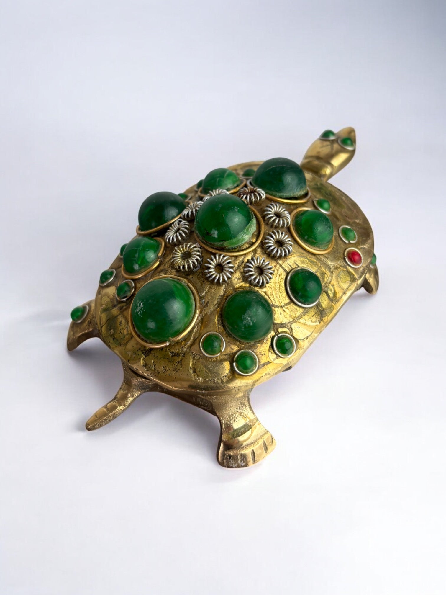 Regency turtle jewelry box in brass, Italy, 1980's