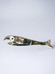 Fish bottle opener, Abalone shell & Alpaca, Mexico, 1980