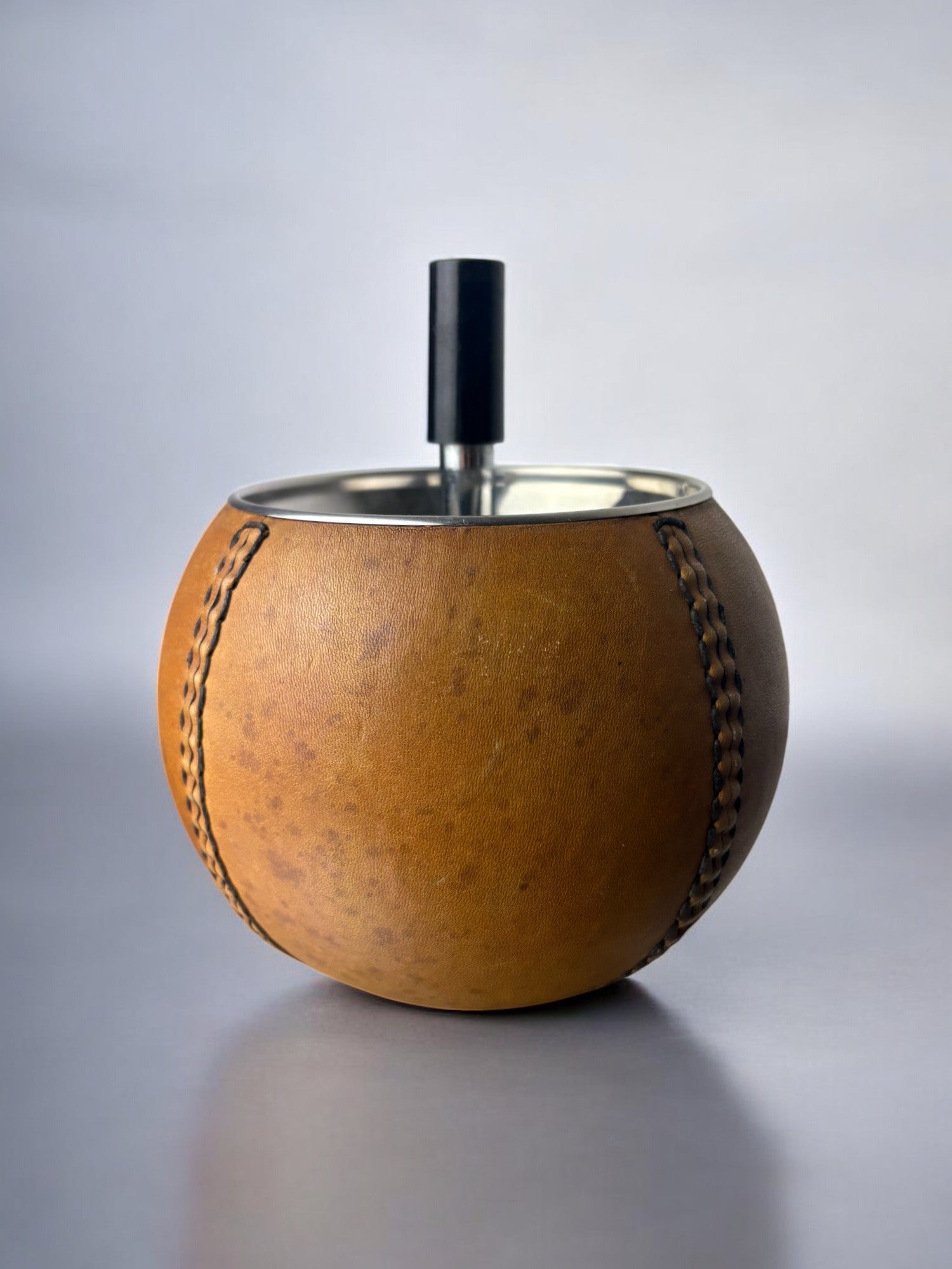 Circular Ashtray in leather, Spain, 1980's
