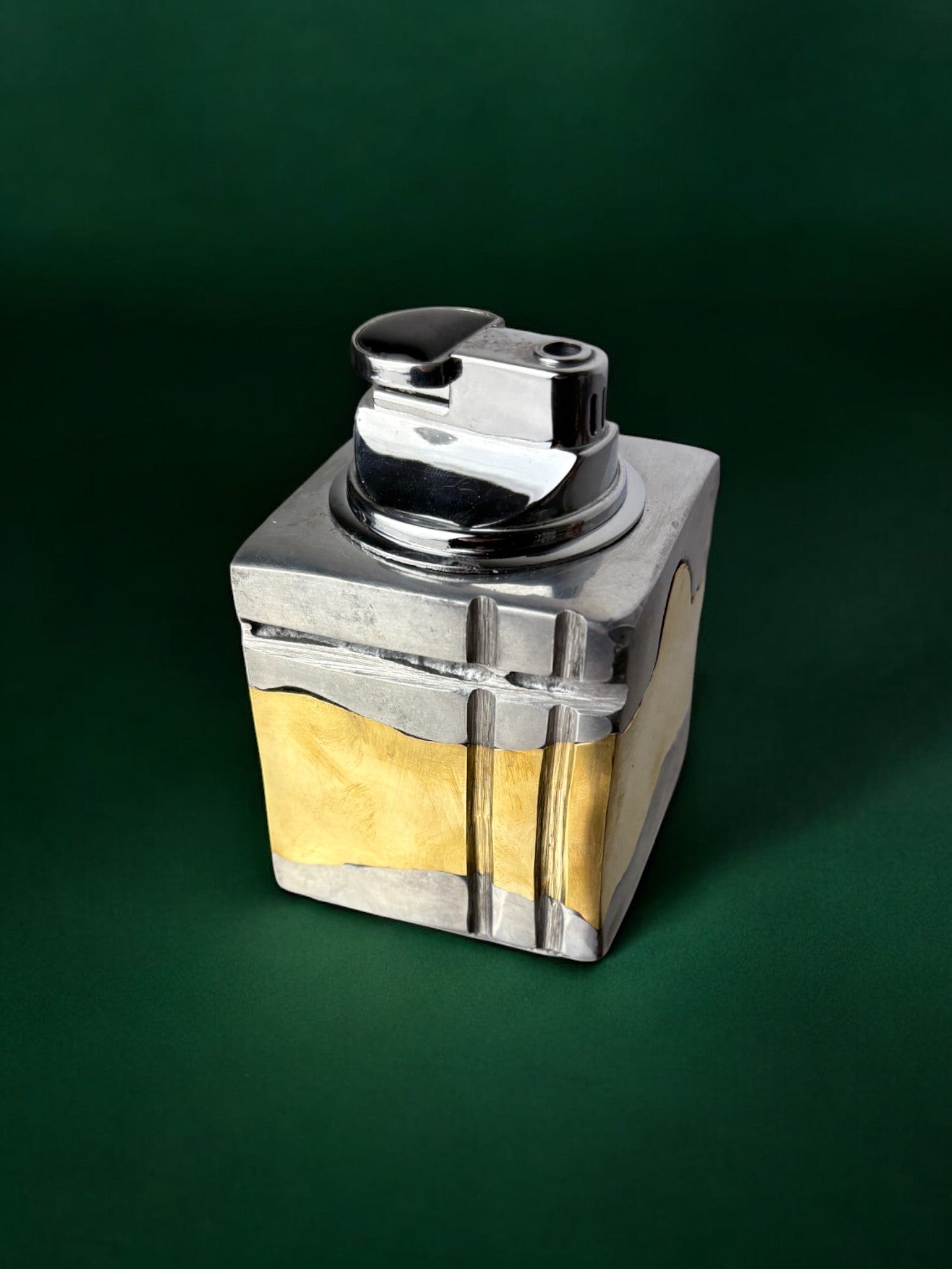 Brutalist lighter by Ardisur, Bronze and aluminum, 1970's, Spain